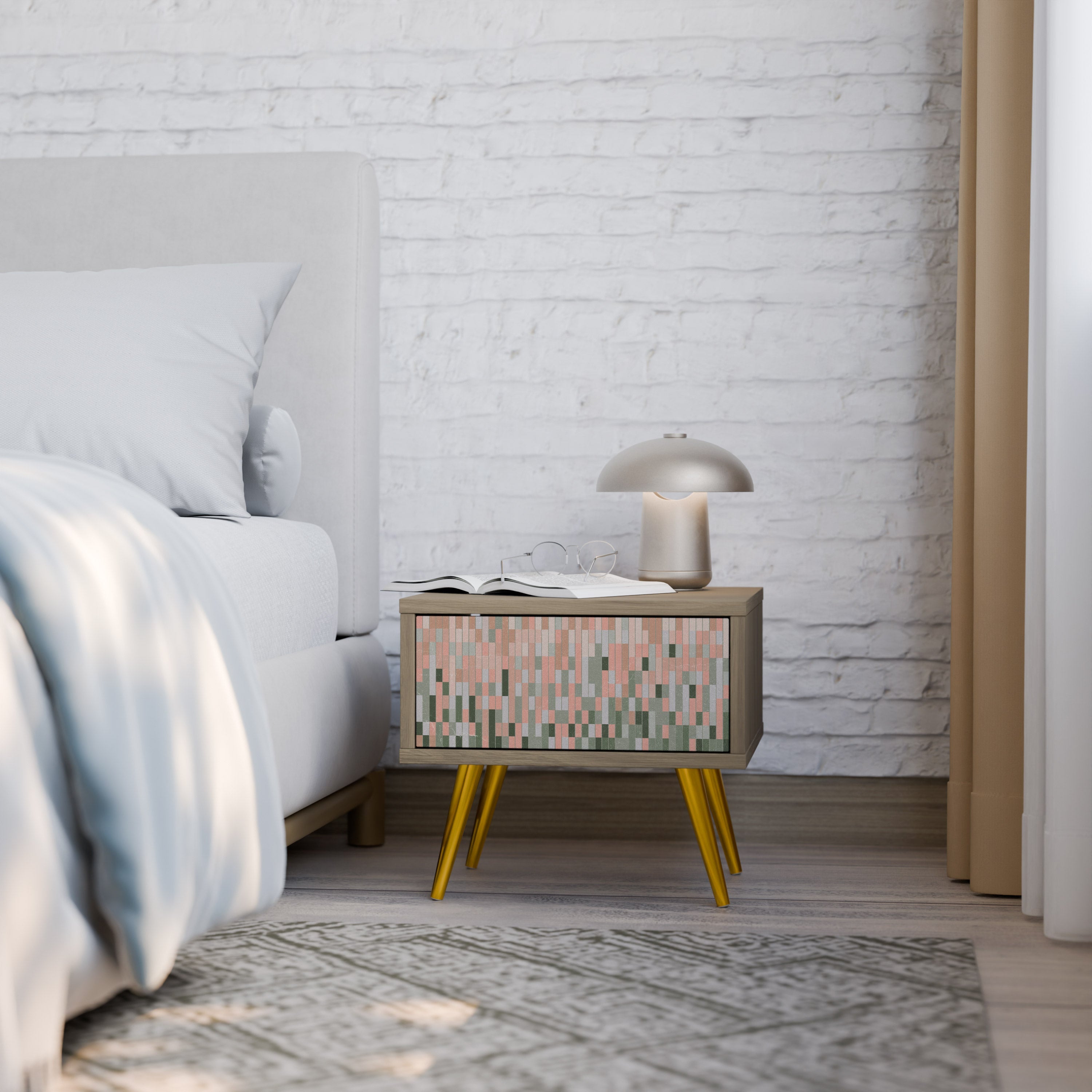 BUILDING THE FUTURE Nightstand in Oak Effect