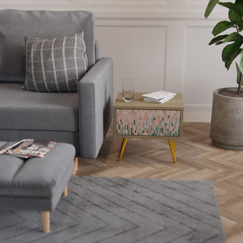 CONSTRUIRE LE FUTUR Table de chevet effet chêne