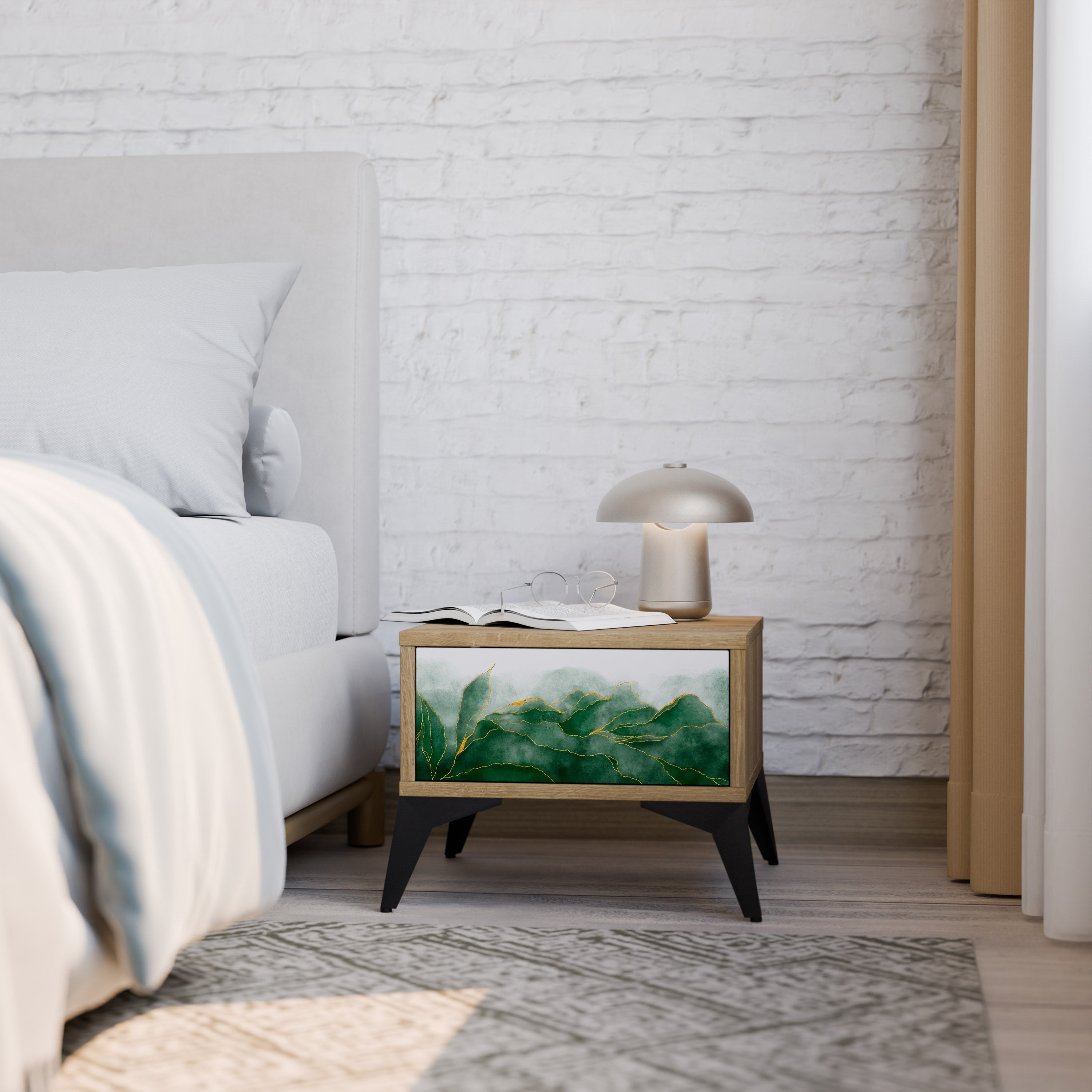 EXPENSIVE NATURE Nightstand in Oak Effect