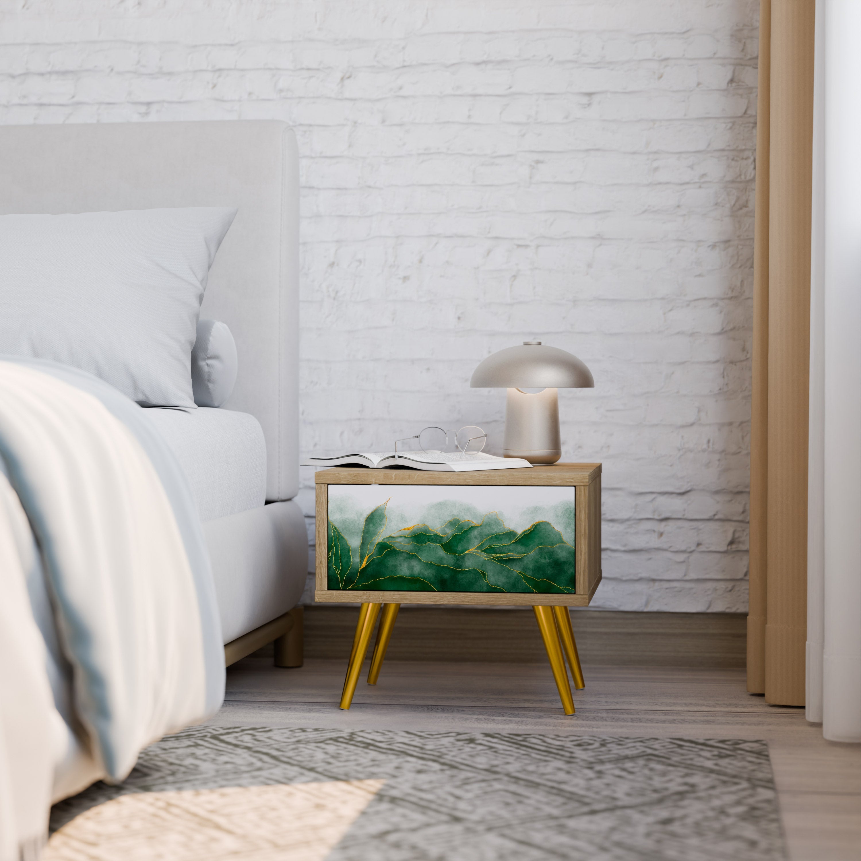 EXPENSIVE NATURE Nightstand in Oak Effect