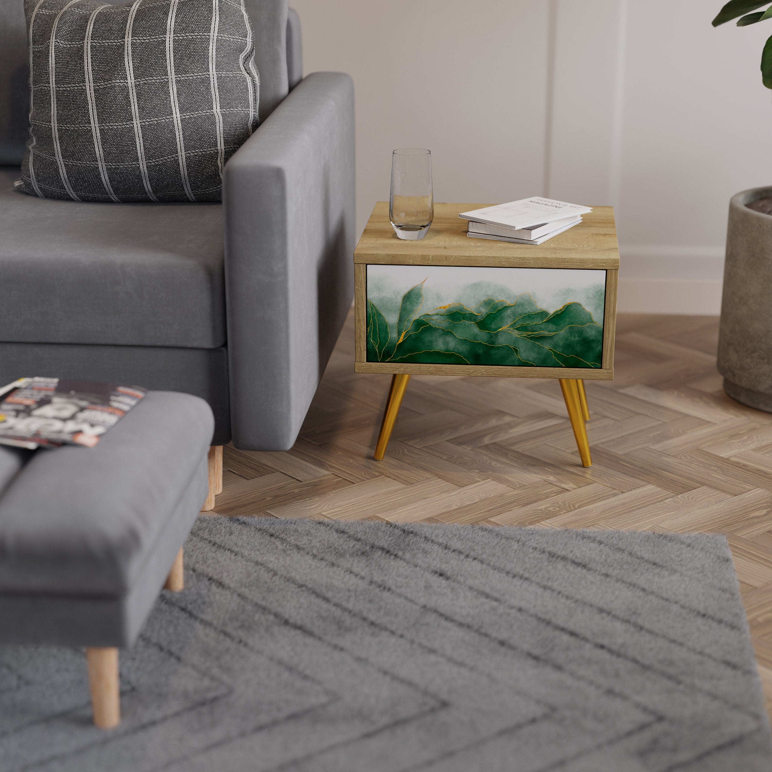 EXPENSIVE NATURE Nightstand in Oak Effect