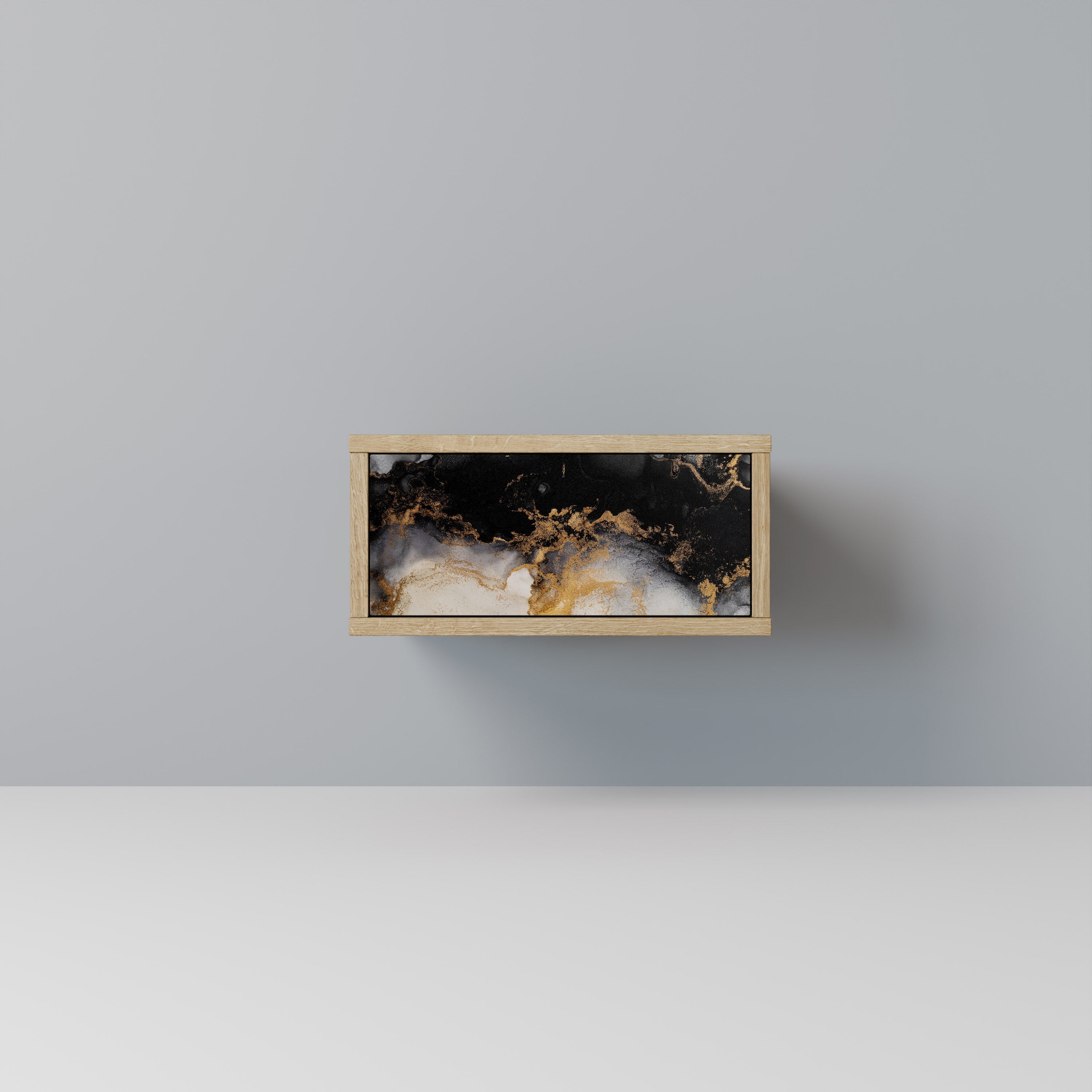 MARBLE OF TOMMORROW Nightstand in Oak Effect