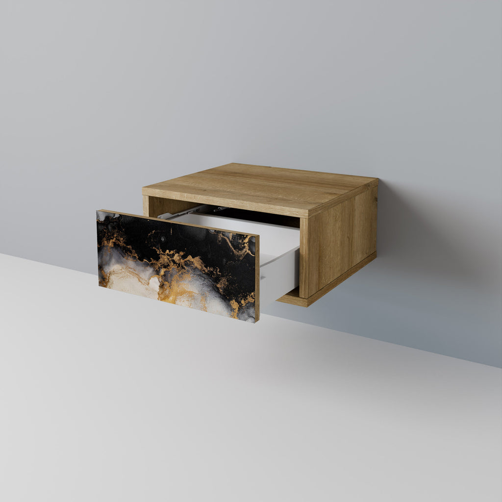 MARBLE OF TOMMORROW Nightstand in Oak Effect