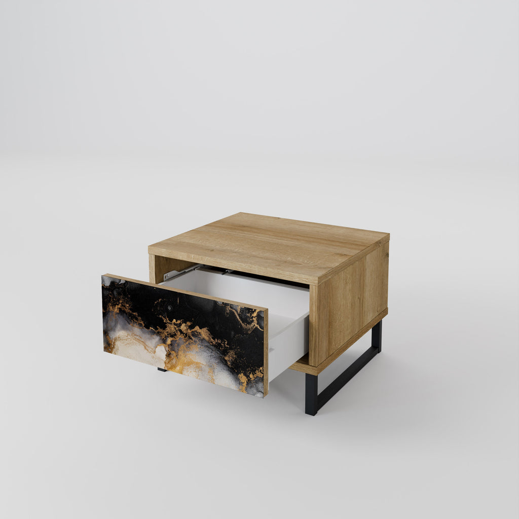 MARBLE OF TOMMORROW Nightstand in Oak Effect