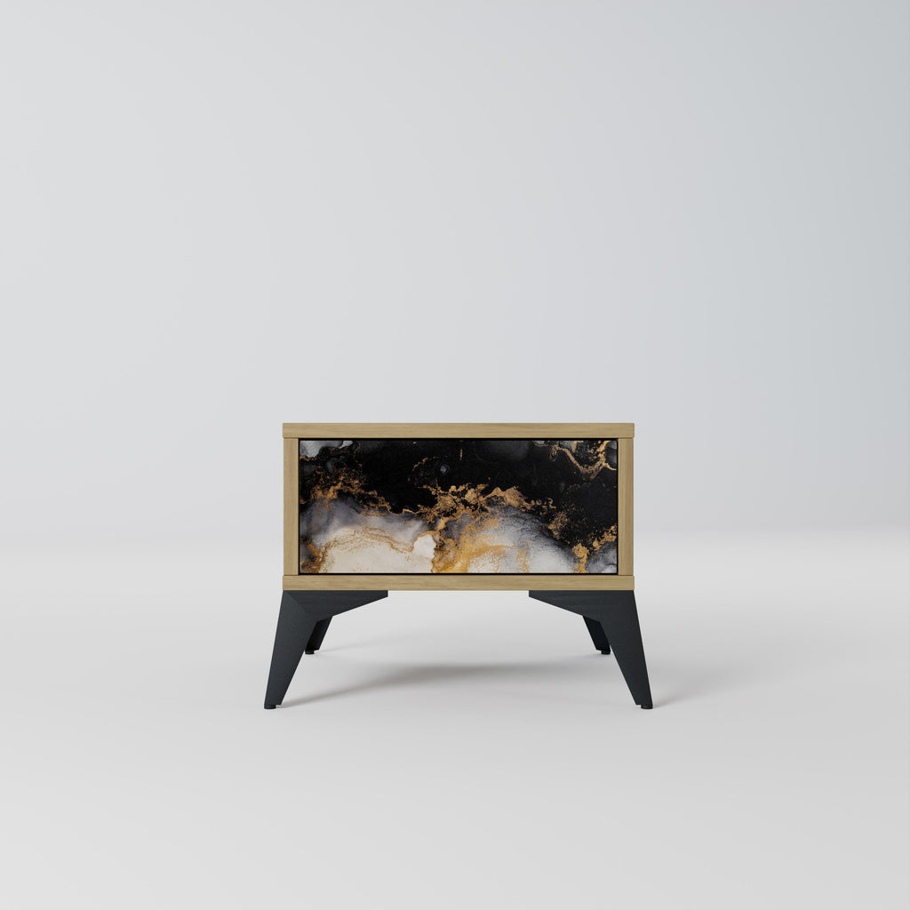 MARBLE OF TOMMORROW Nightstand in Oak Effect