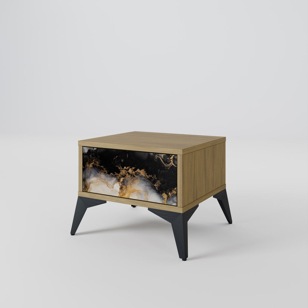 MARBLE OF TOMMORROW Nightstand in Oak Effect