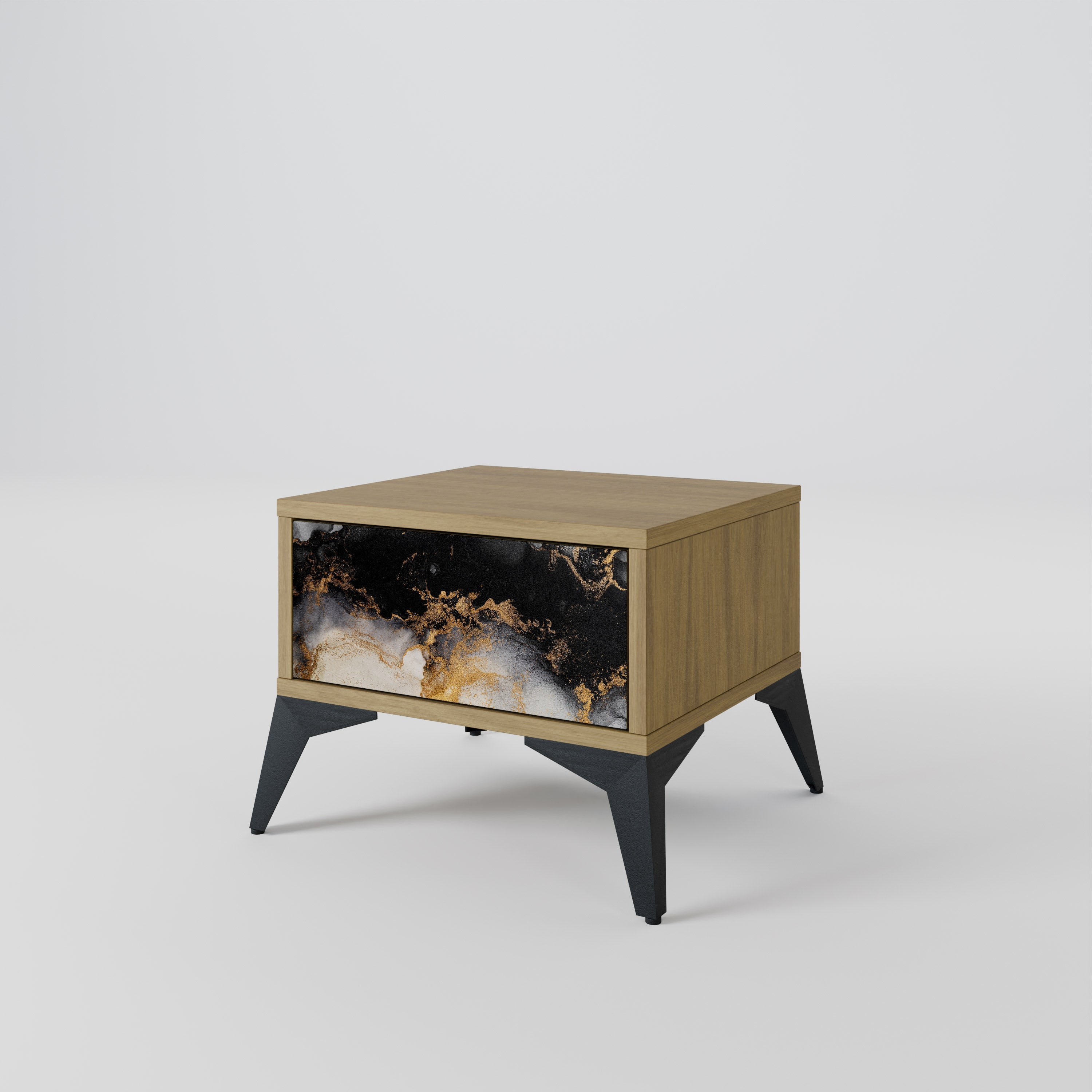 MARBLE OF TOMMORROW Nightstand in Oak Effect