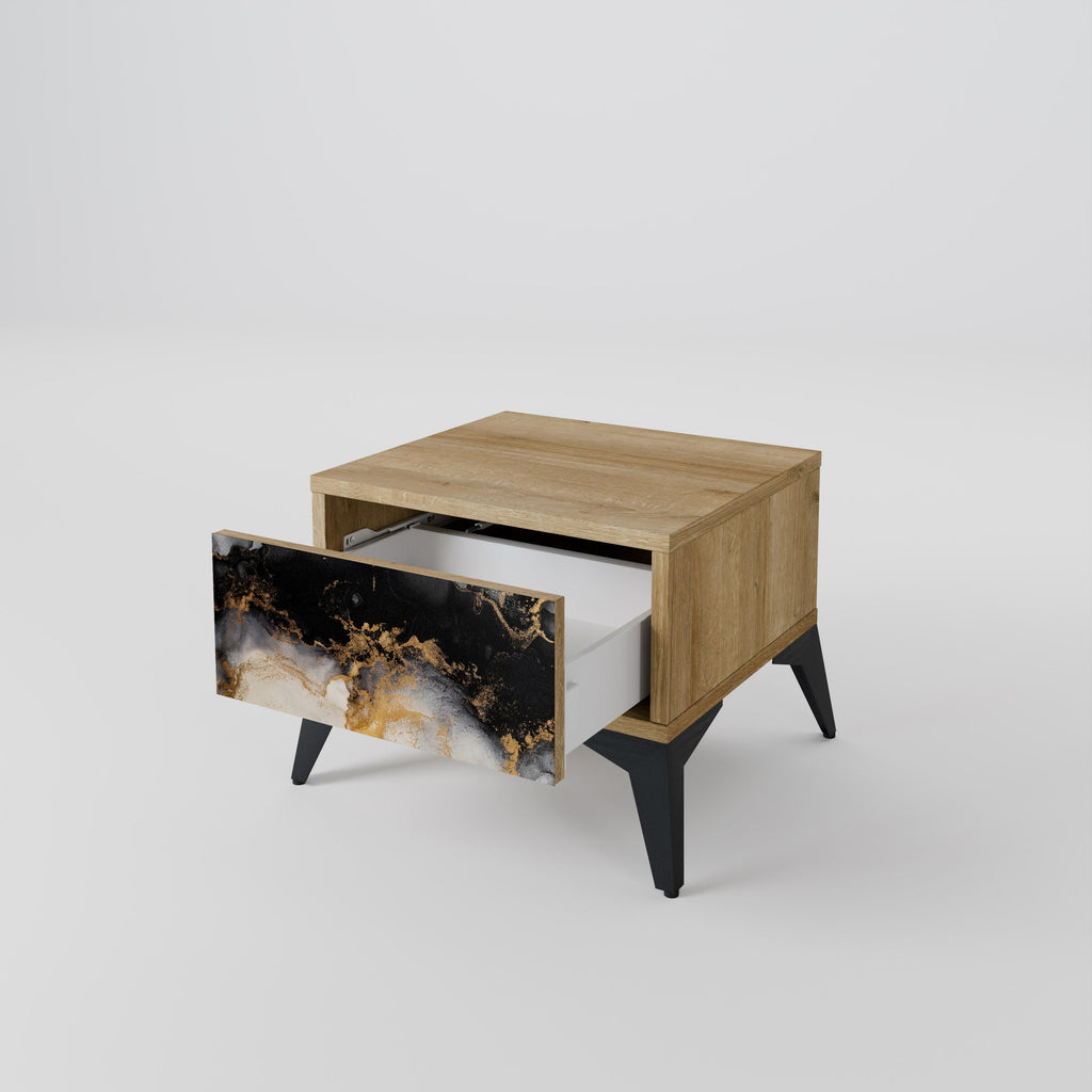 MARBLE OF TOMMORROW Nightstand in Oak Effect