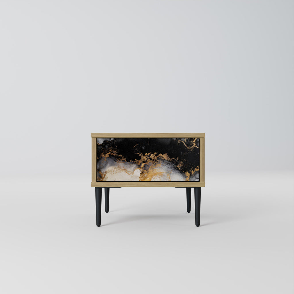 MARBLE OF TOMMORROW Nightstand in Oak Effect