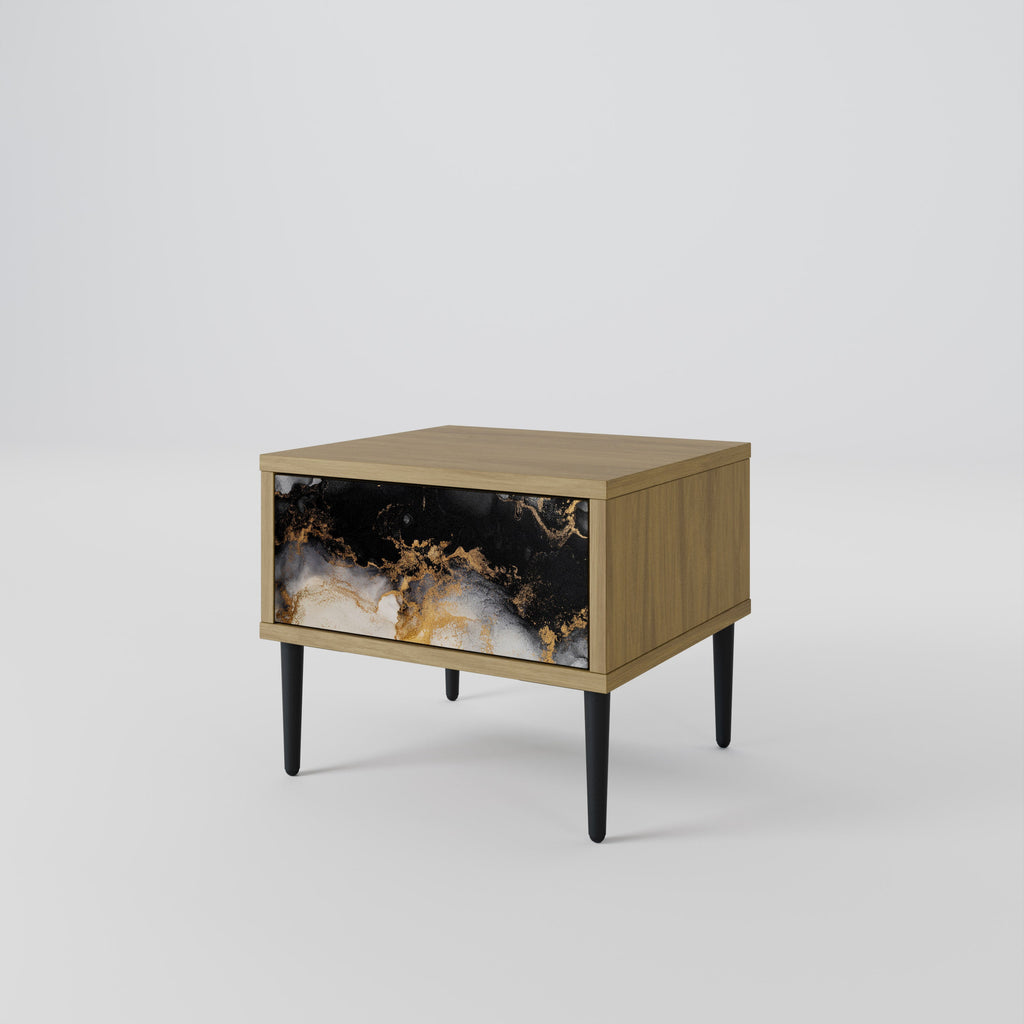 MARBLE OF TOMMORROW Nightstand in Oak Effect
