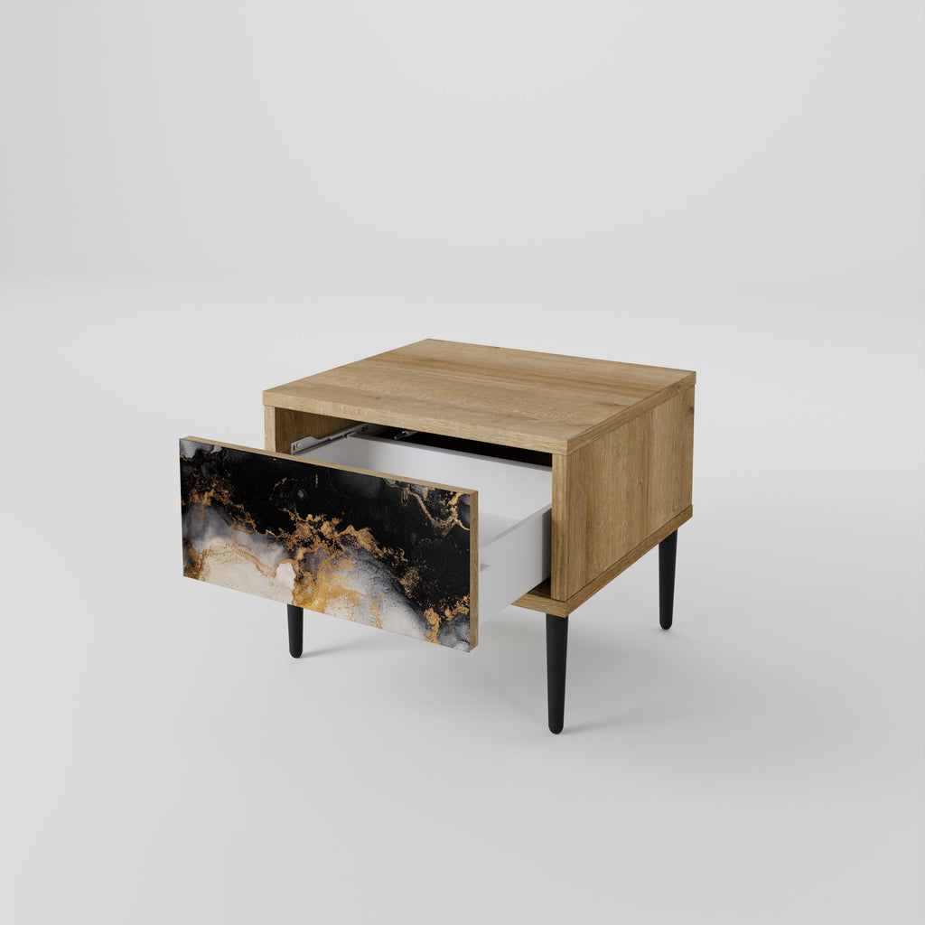 MARBLE OF TOMMORROW Nightstand in Oak Effect