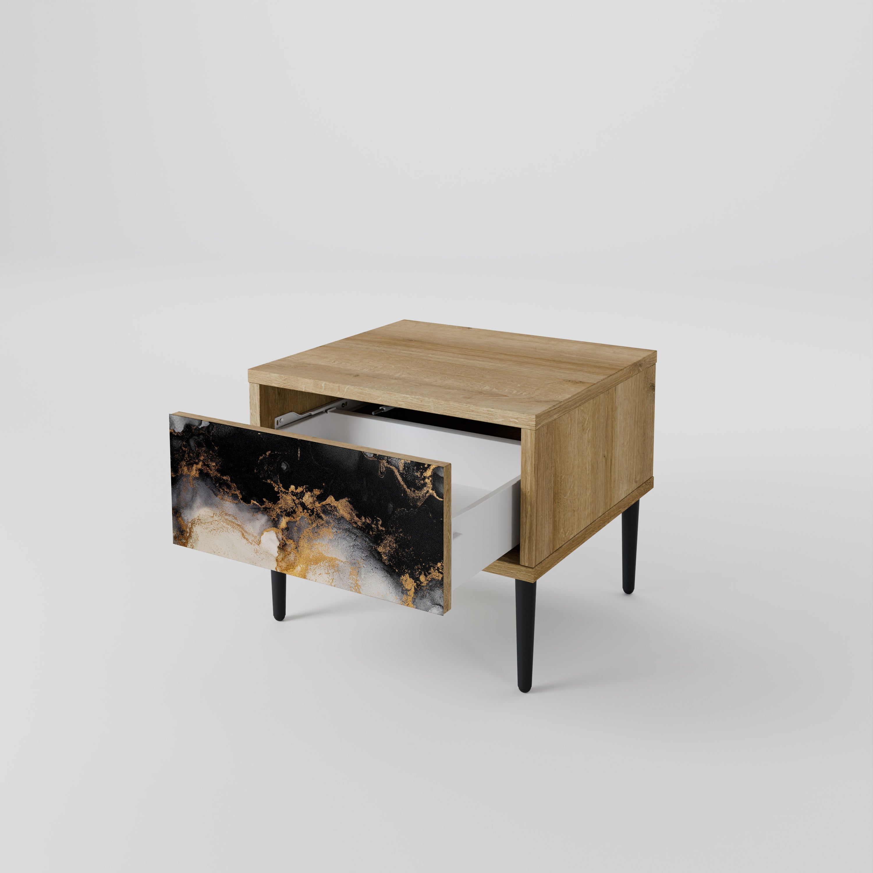 MARBLE OF TOMMORROW Nightstand in Oak Effect