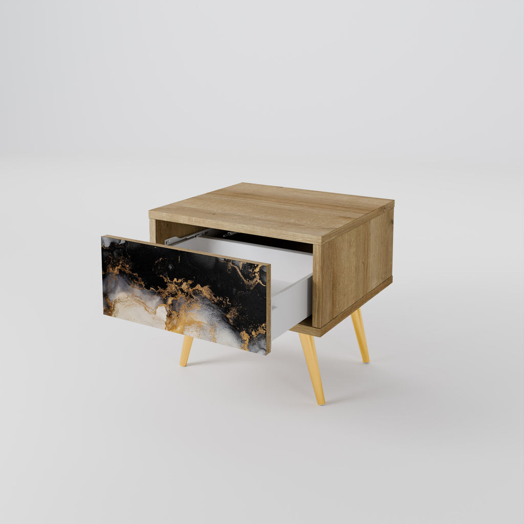MARBLE OF TOMMORROW Nightstand in Oak Effect