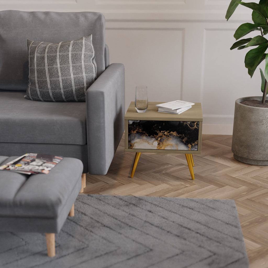 MARBLE OF TOMMORROW Nightstand in Oak Effect