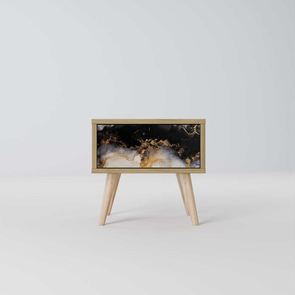MARBLE OF TOMMORROW Nightstand in Oak Effect