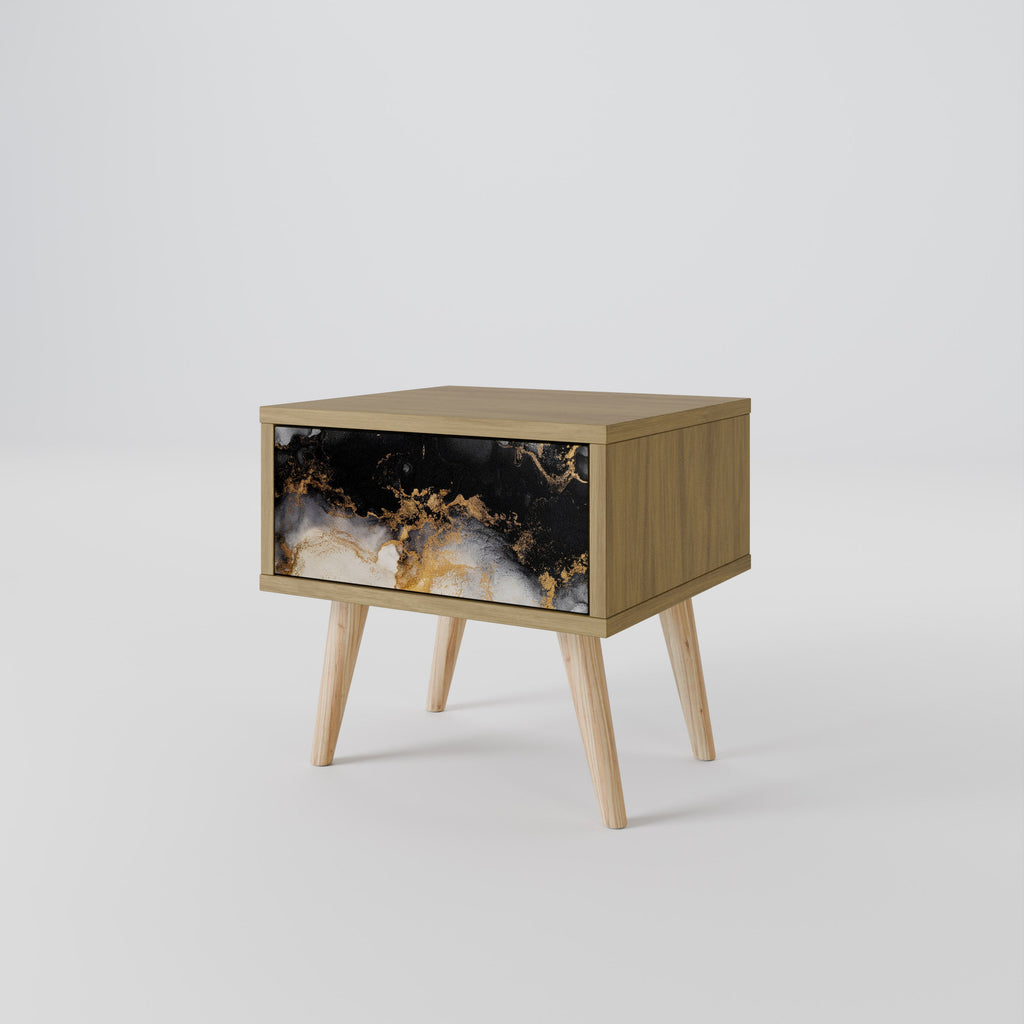 MARBLE OF TOMMORROW Nightstand in Oak Effect