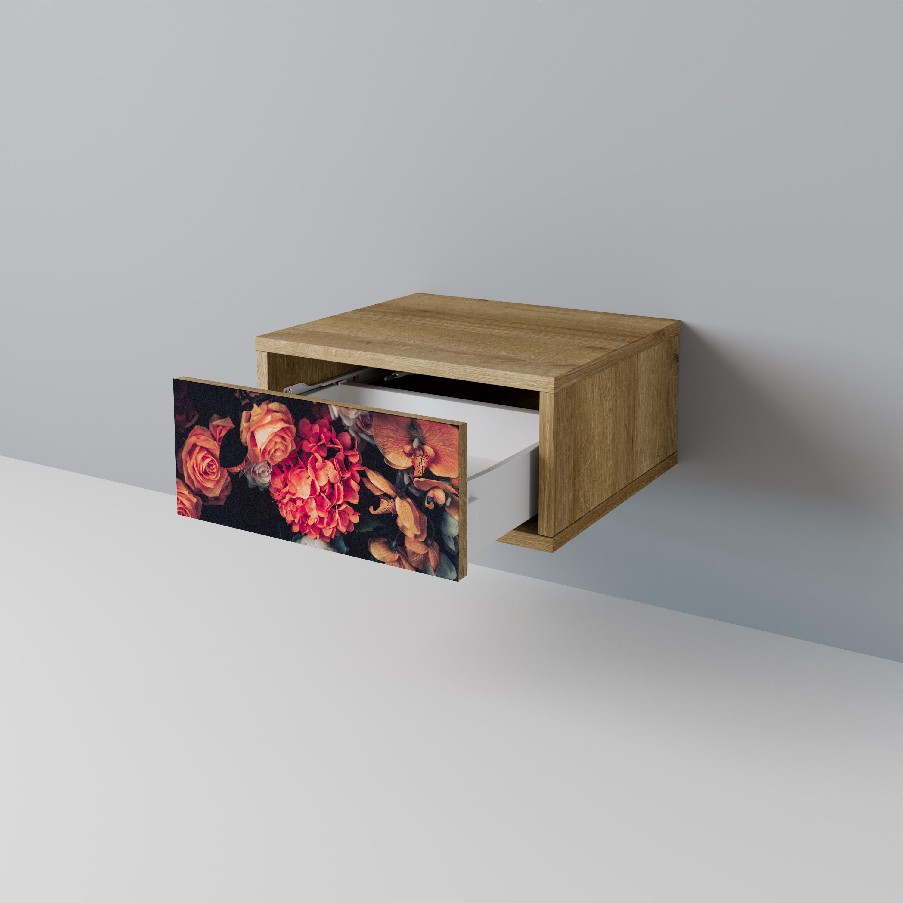 NEVERENDING BLOOM Nightstand in Oak Effect