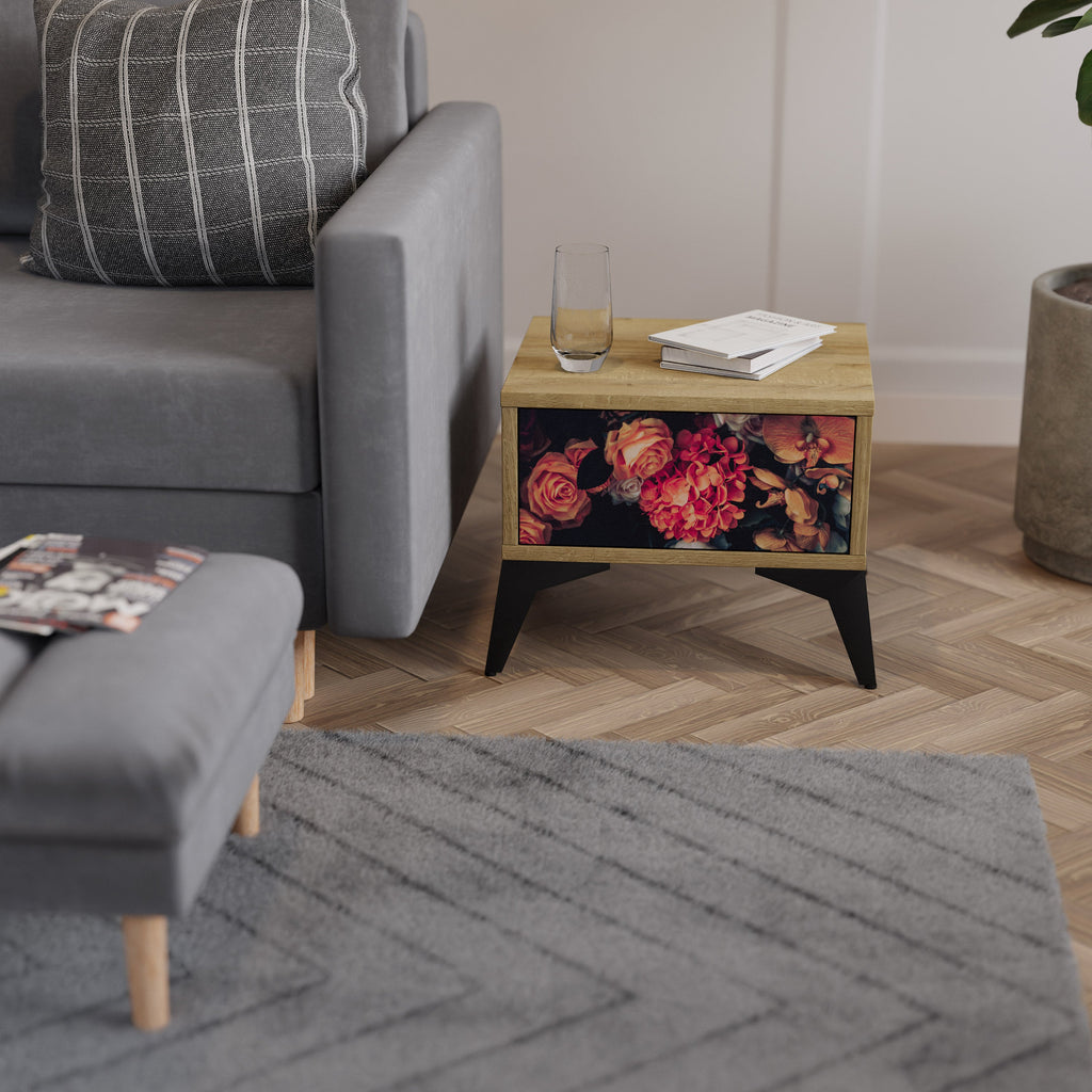 Table de chevet NEVERENDING BLOOM effet chêne