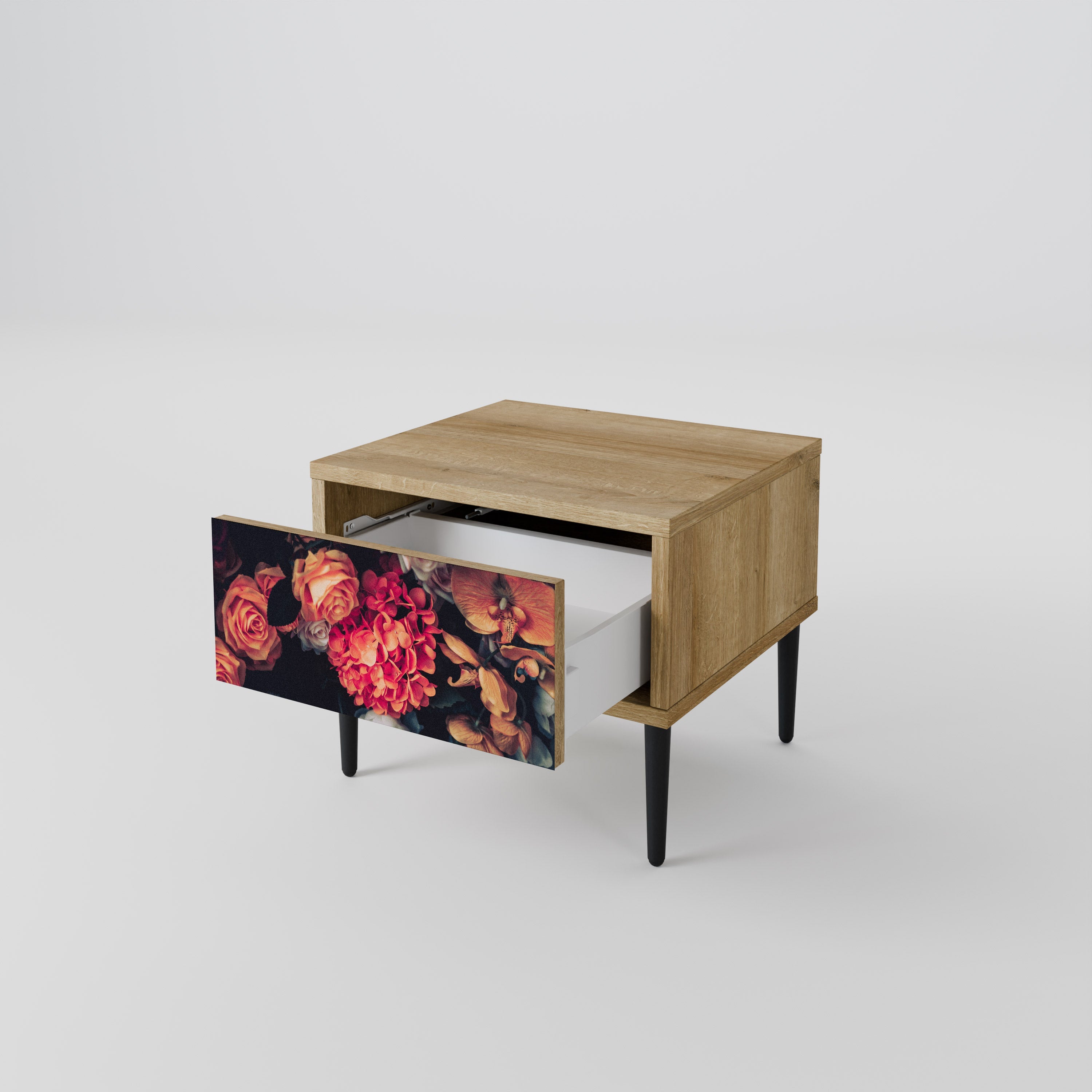 NEVERENDING BLOOM Nightstand in Oak Effect