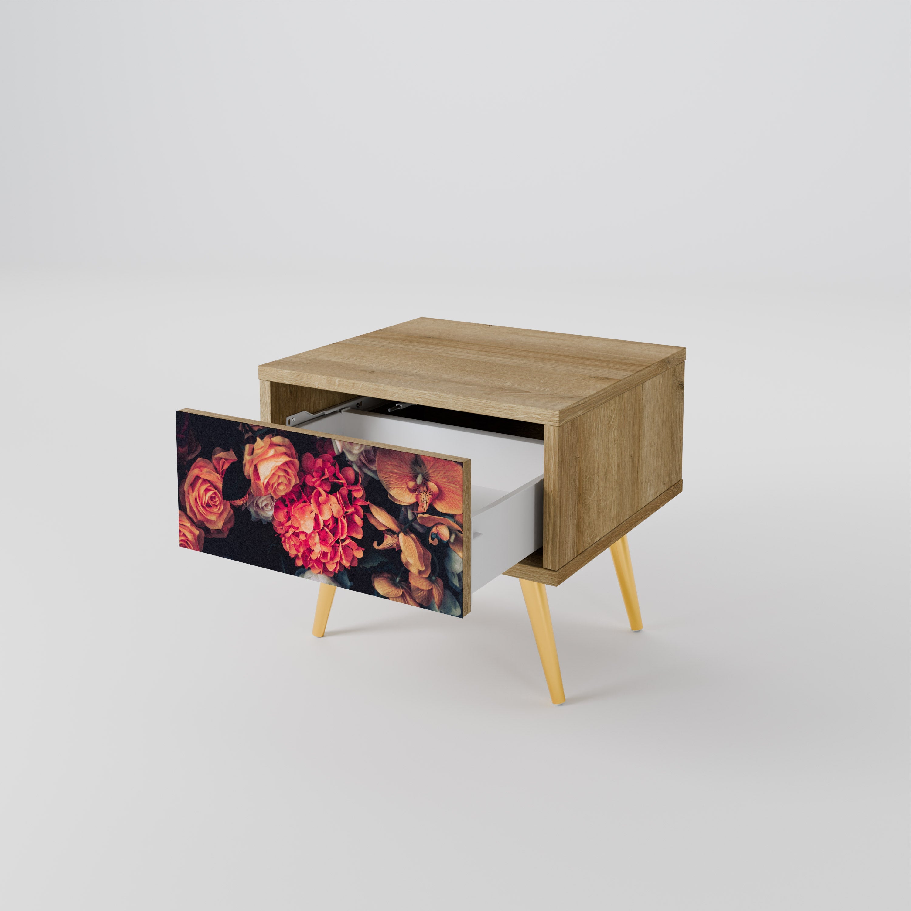 NEVERENDING BLOOM Nightstand in Oak Effect