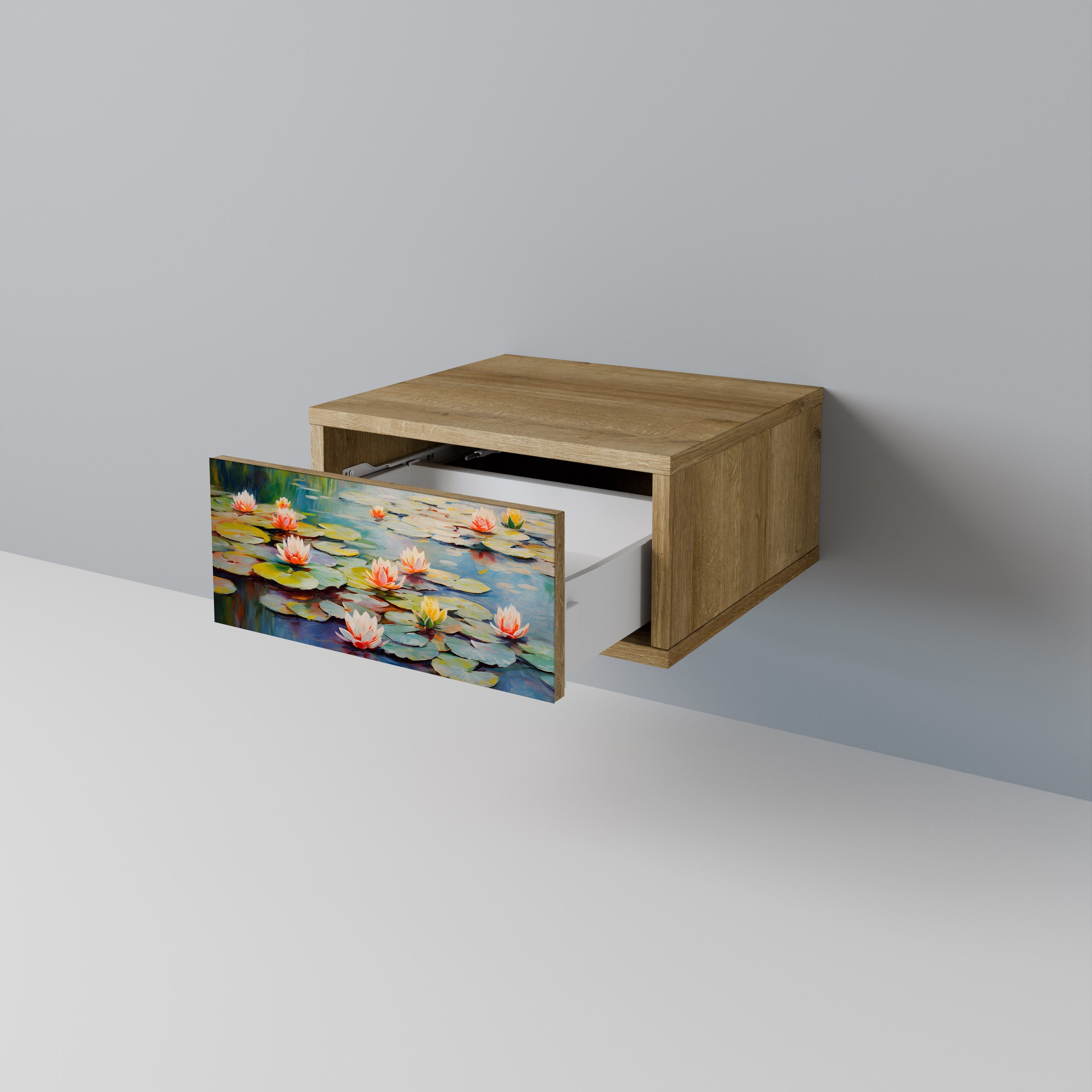 BLOOMING WATERS Nightstand in Oak Effect