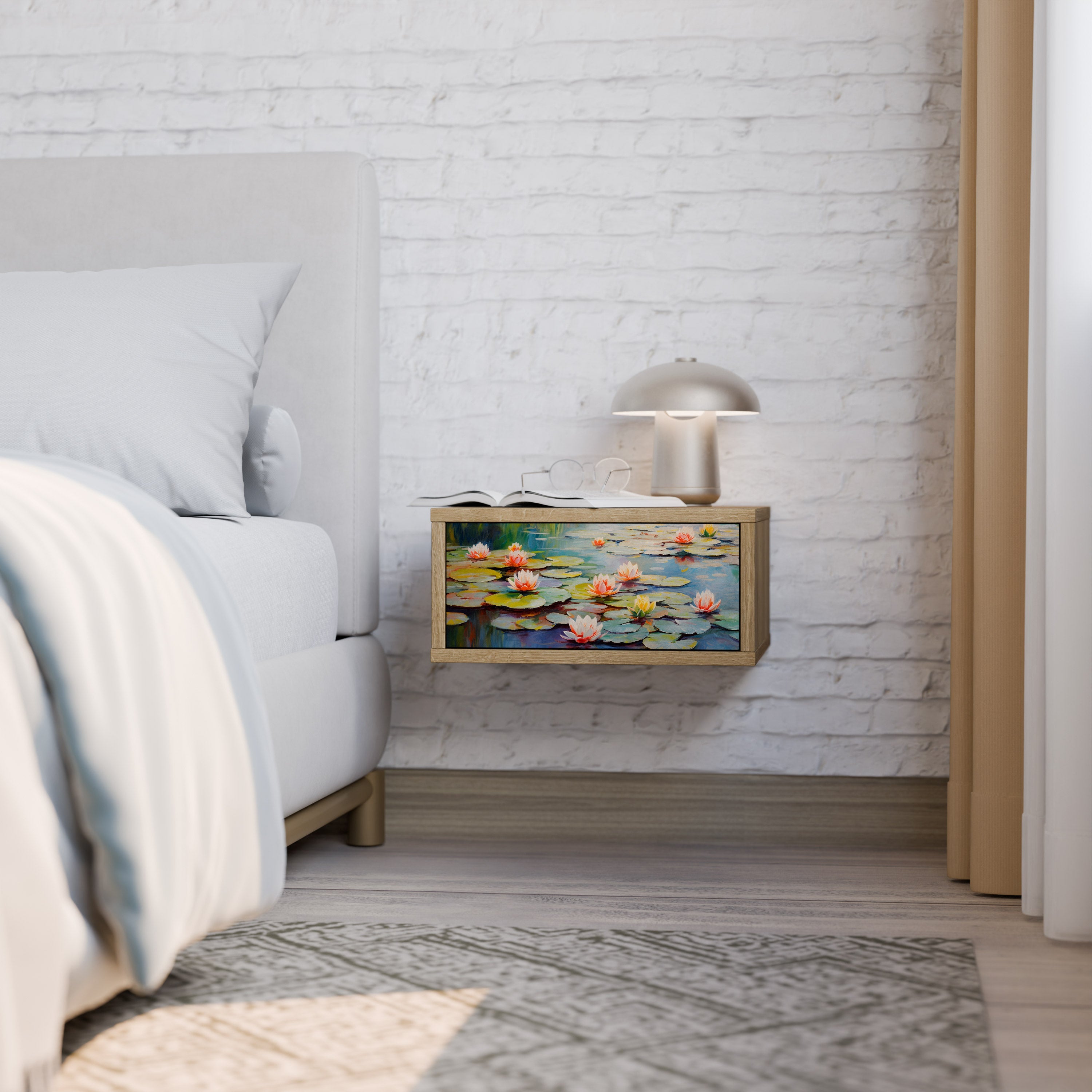 BLOOMING WATERS Nightstand in Oak Effect