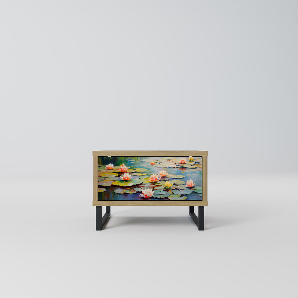 BLOOMING WATERS Nightstand in Oak Effect