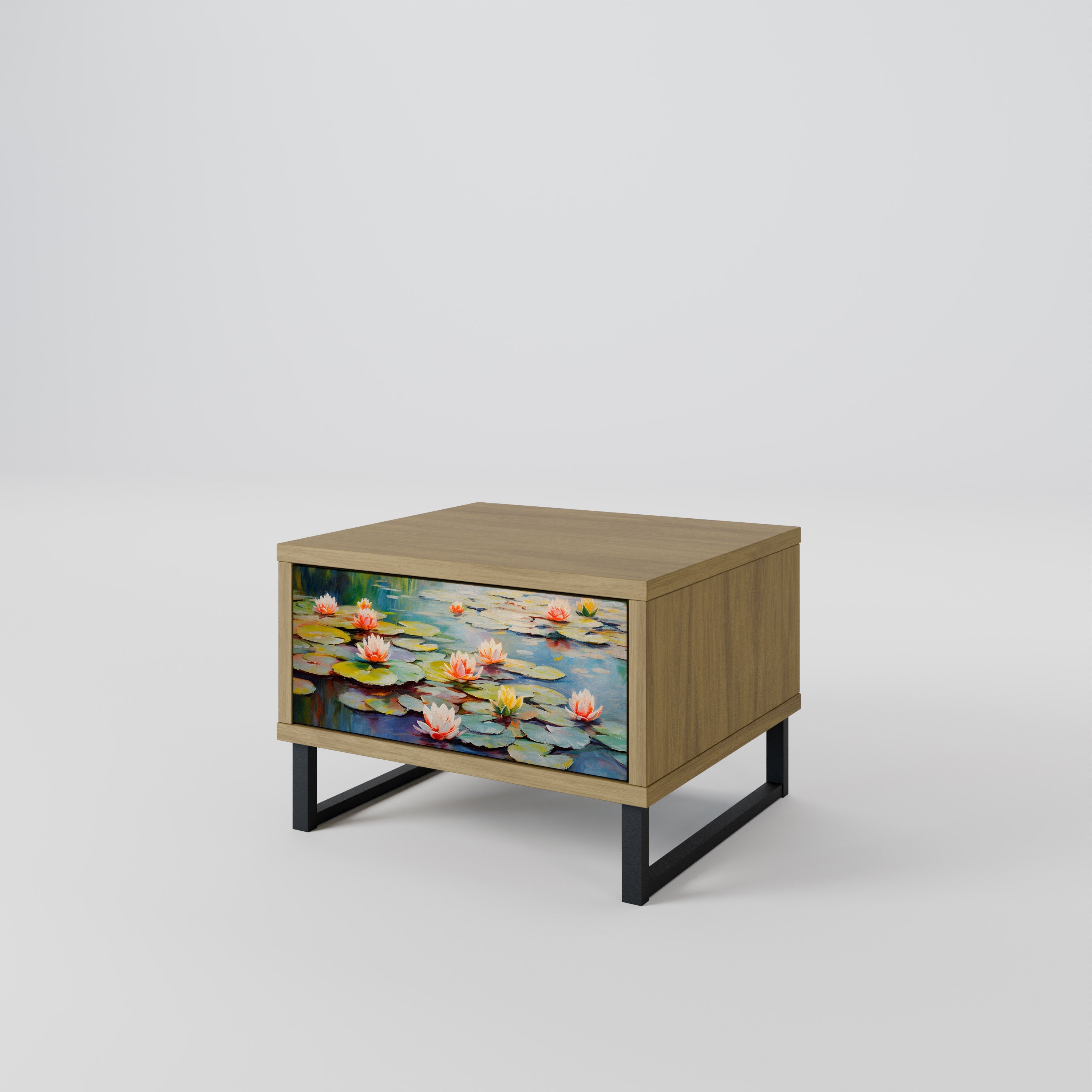 BLOOMING WATERS Nightstand in Oak Effect