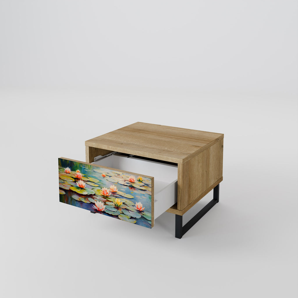 BLOOMING WATERS Nightstand in Oak Effect