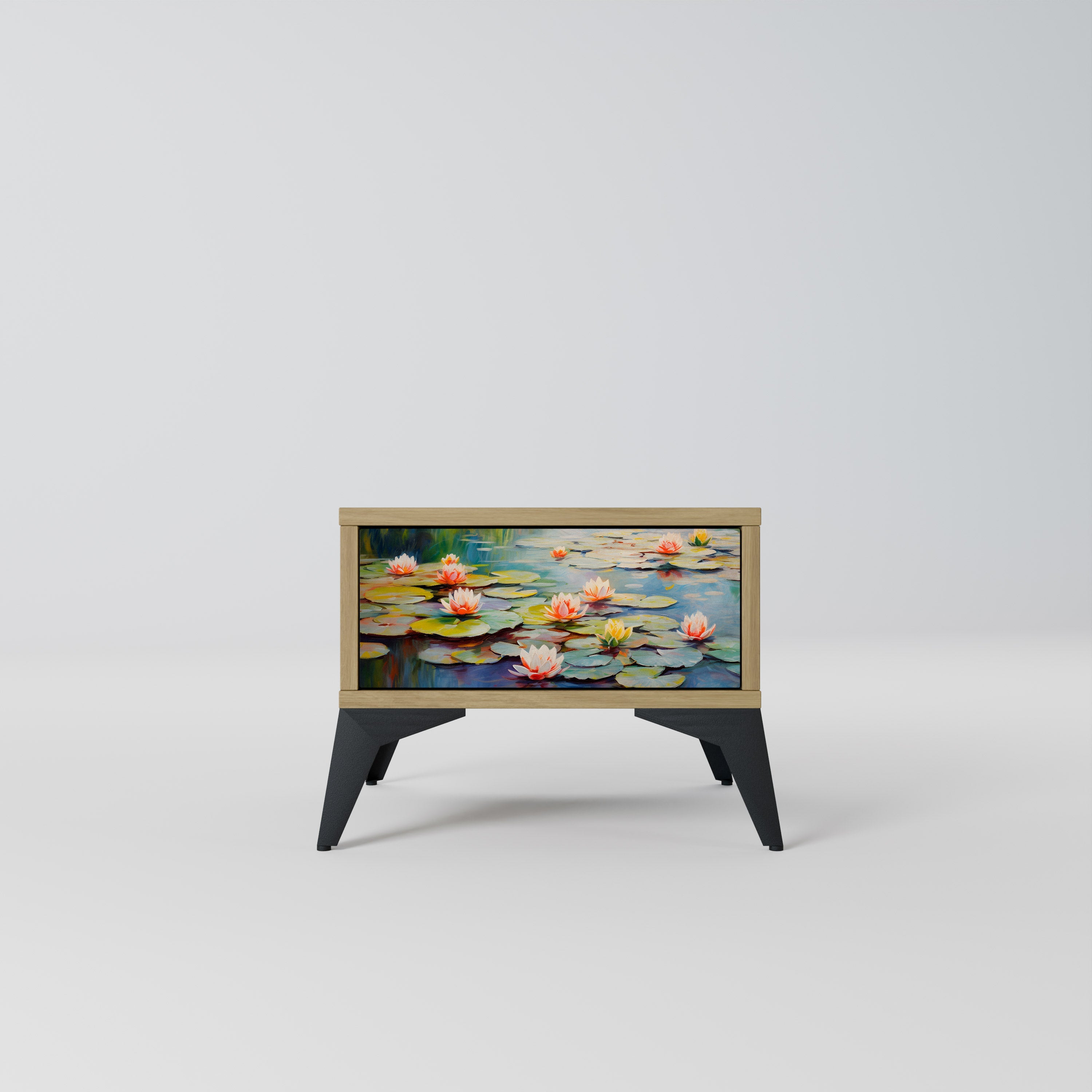 BLOOMING WATERS Nightstand in Oak Effect