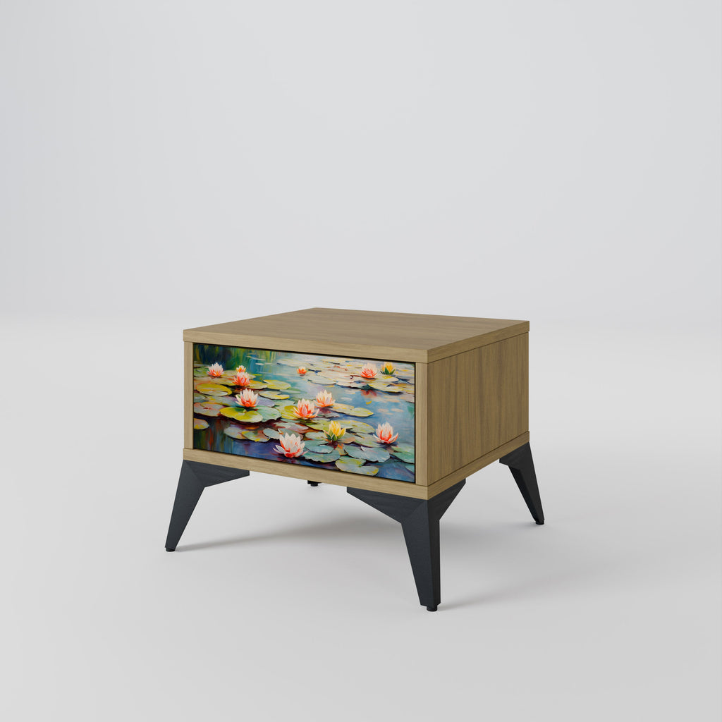 BLOOMING WATERS Nightstand in Oak Effect