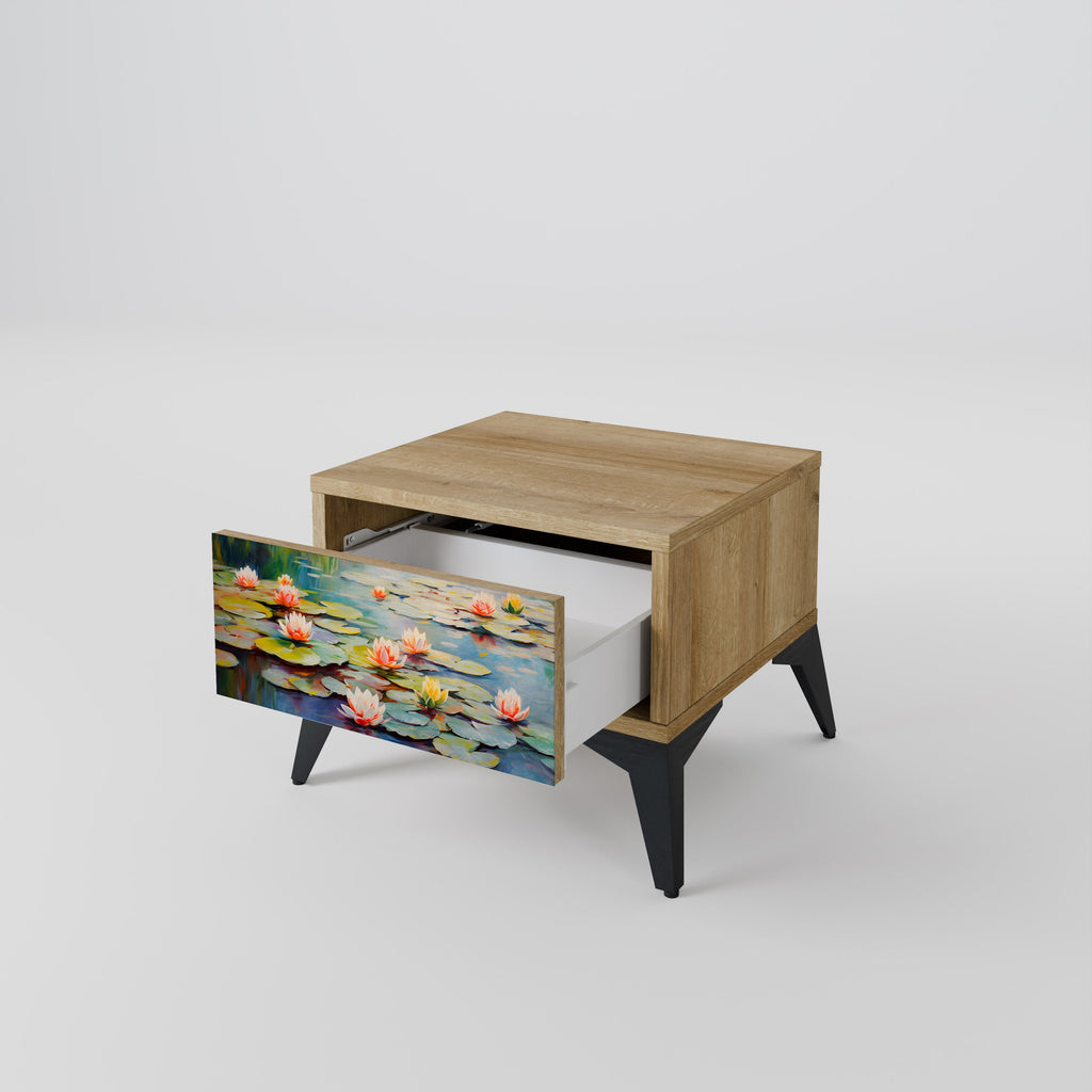 BLOOMING WATERS Nightstand in Oak Effect