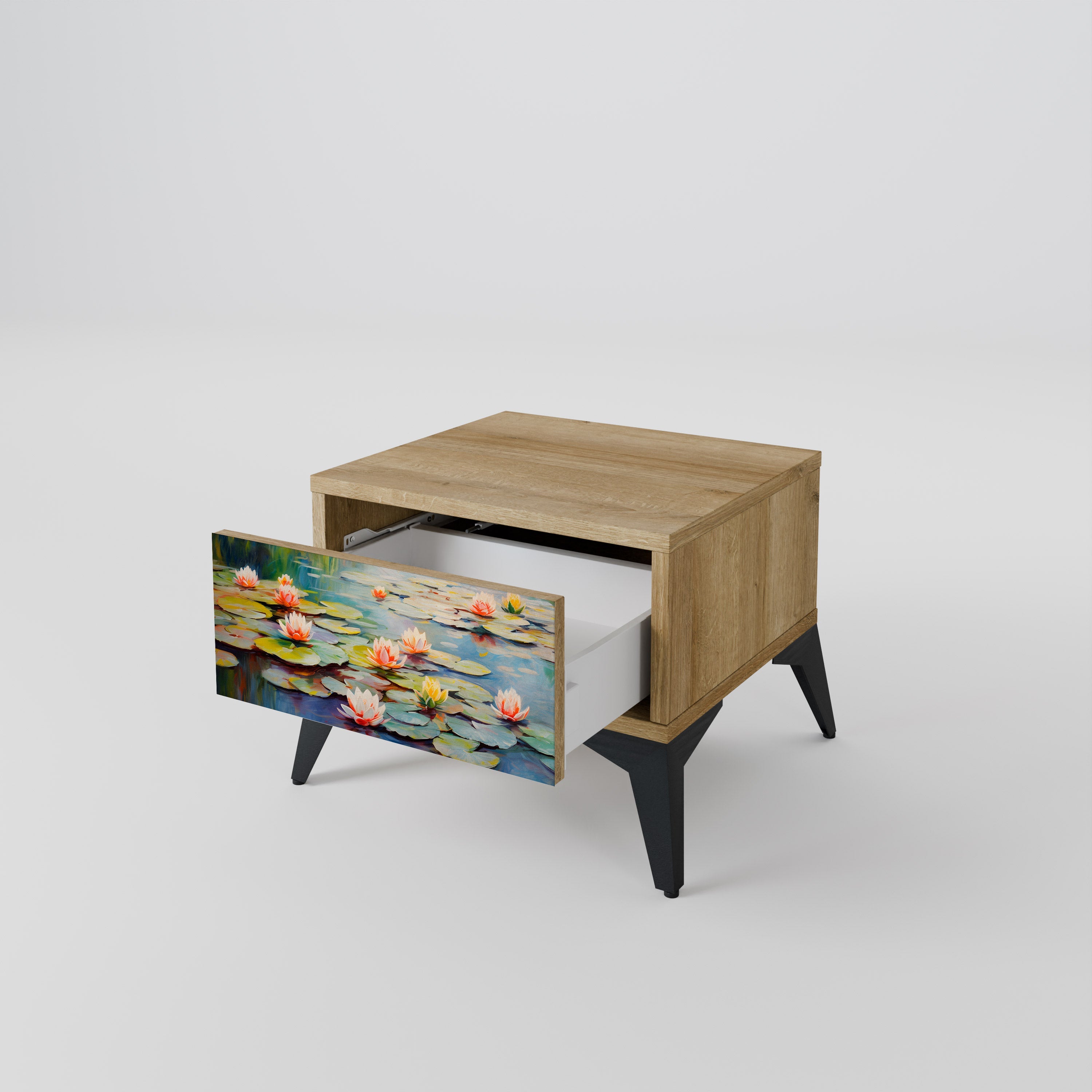 BLOOMING WATERS Nightstand in Oak Effect