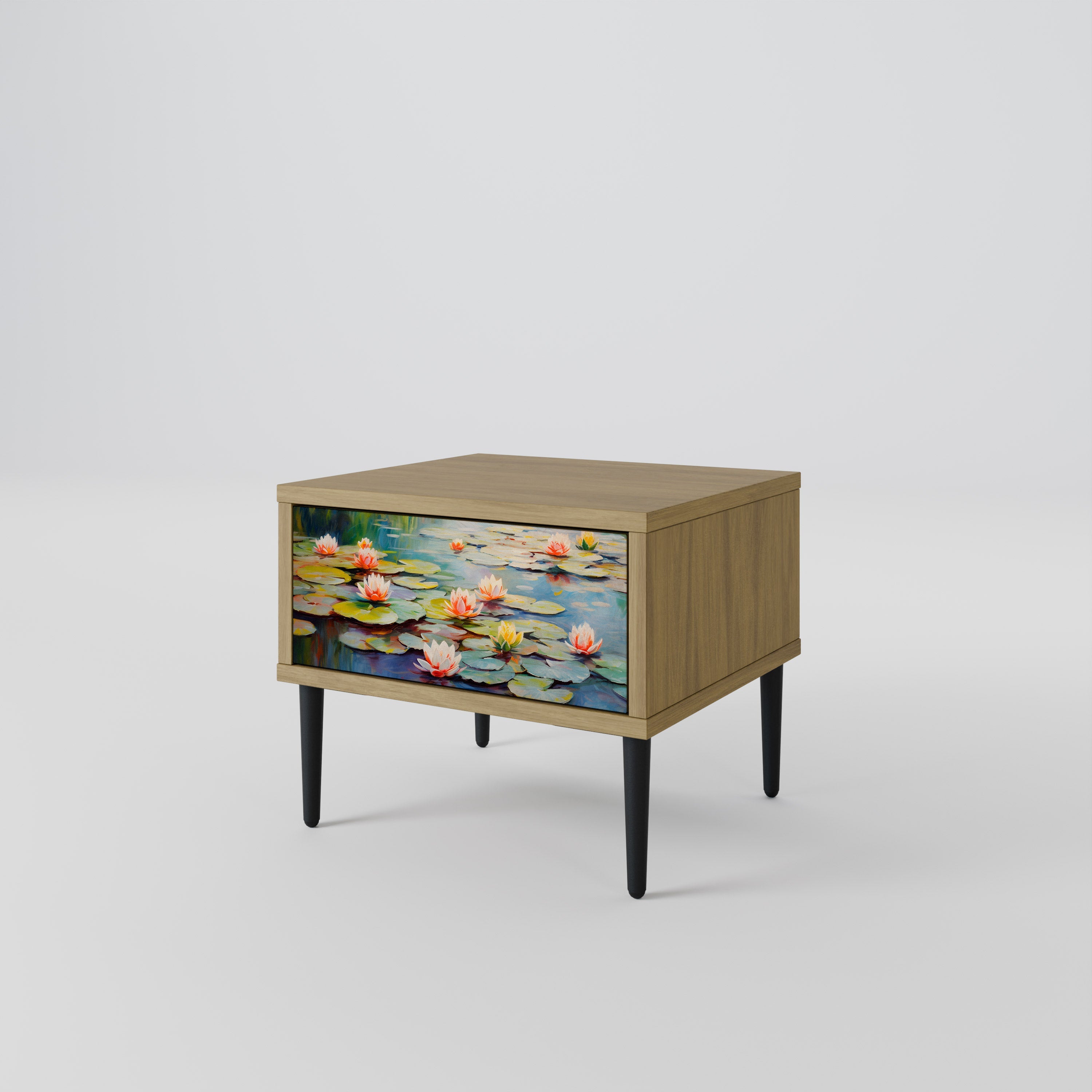 BLOOMING WATERS Nightstand in Oak Effect