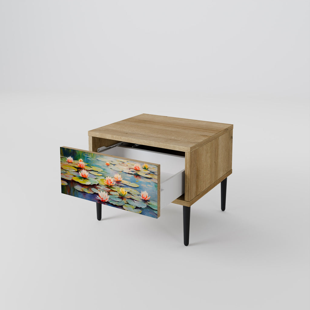 BLOOMING WATERS Nightstand in Oak Effect