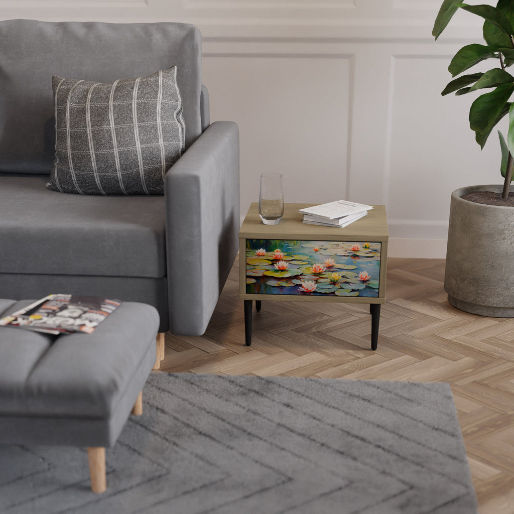 BLOOMING WATERS Nightstand in Oak Effect