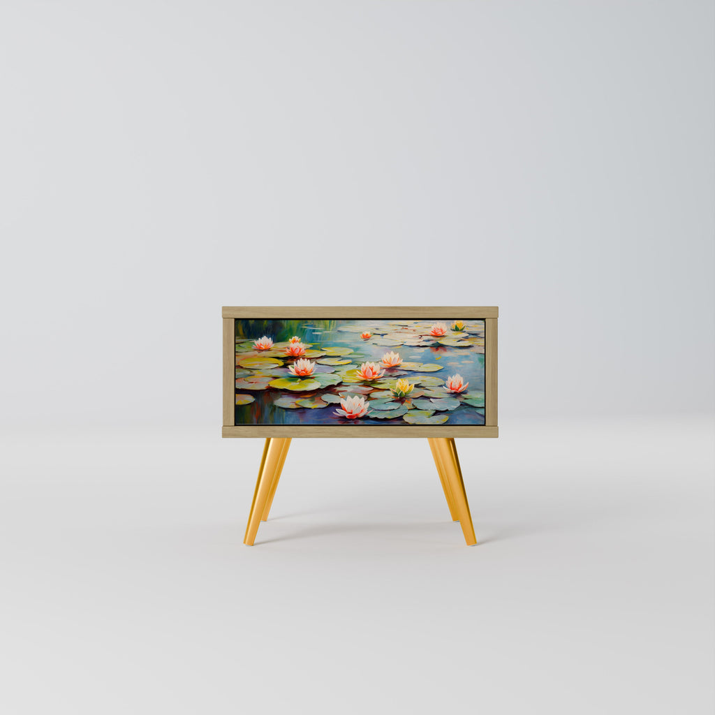 BLOOMING WATERS Nightstand in Oak Effect