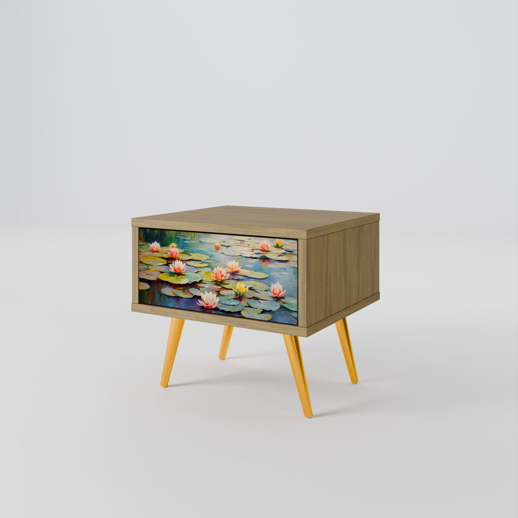 BLOOMING WATERS Nightstand in Oak Effect