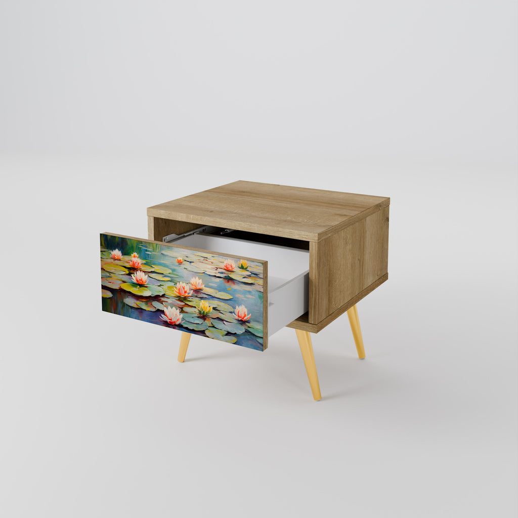 BLOOMING WATERS Nightstand in Oak Effect