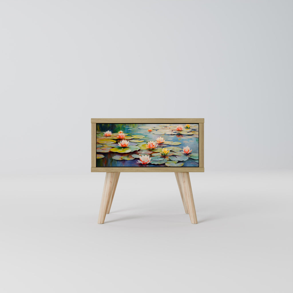 BLOOMING WATERS Nightstand in Oak Effect