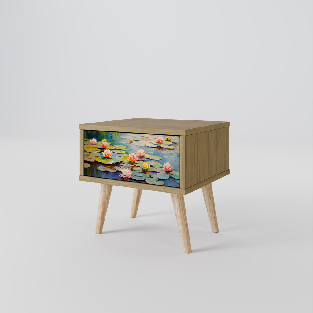 BLOOMING WATERS Nightstand in Oak Effect