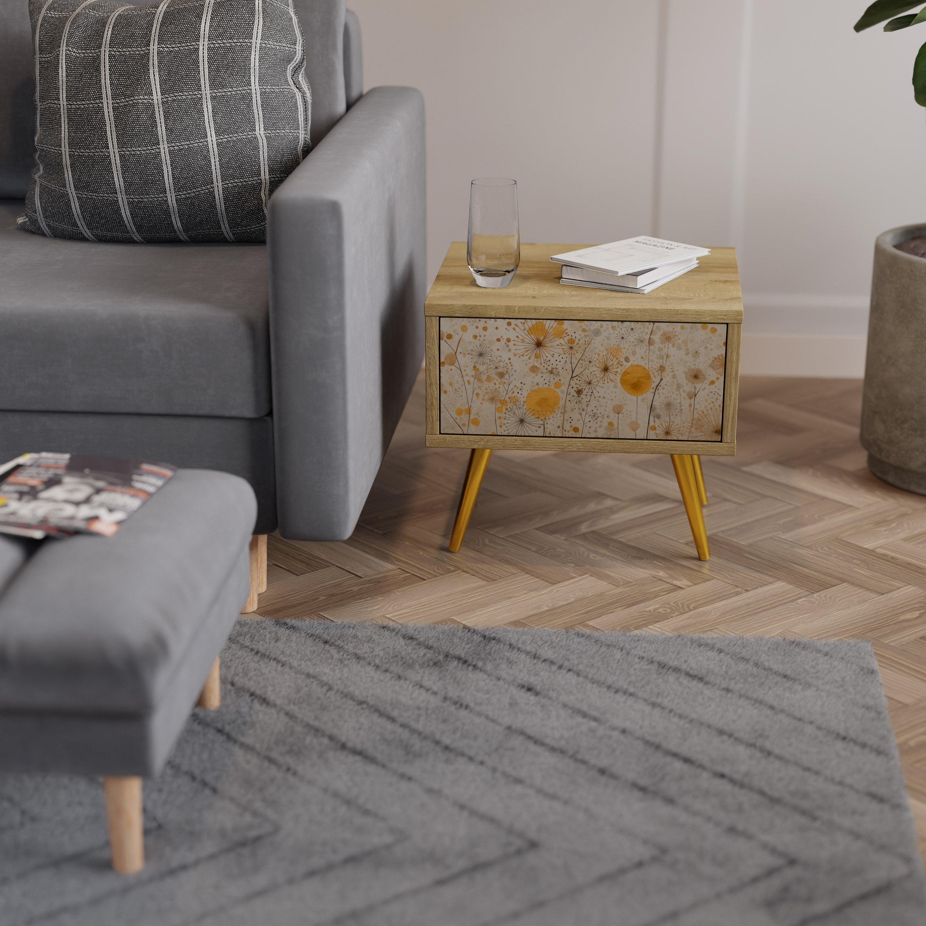 MORNING GLADE Nightstand in Oak Effect