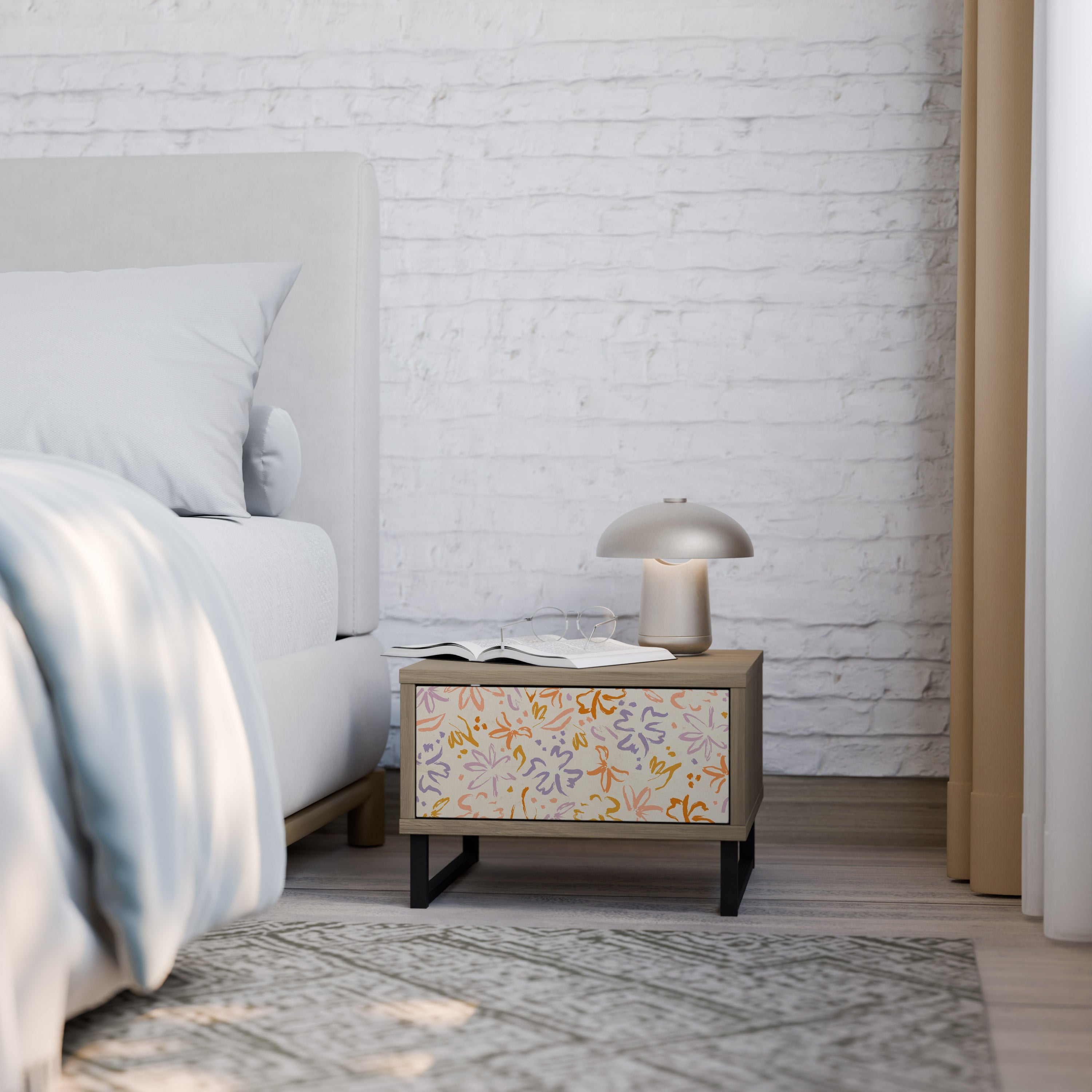 SPRING WHIMSY Nightstand in Oak Effect