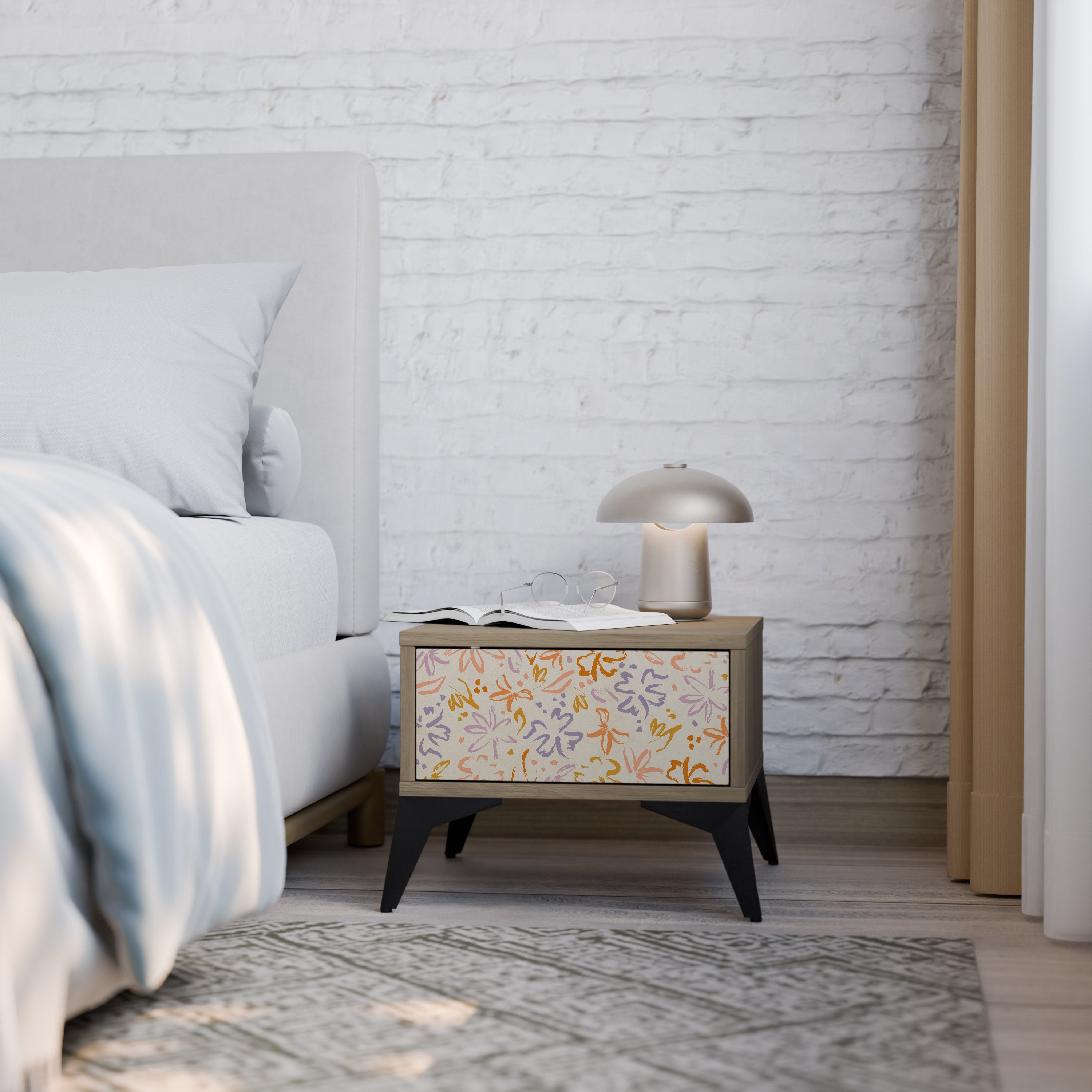 SPRING WHIMSY Nightstand in Oak Effect