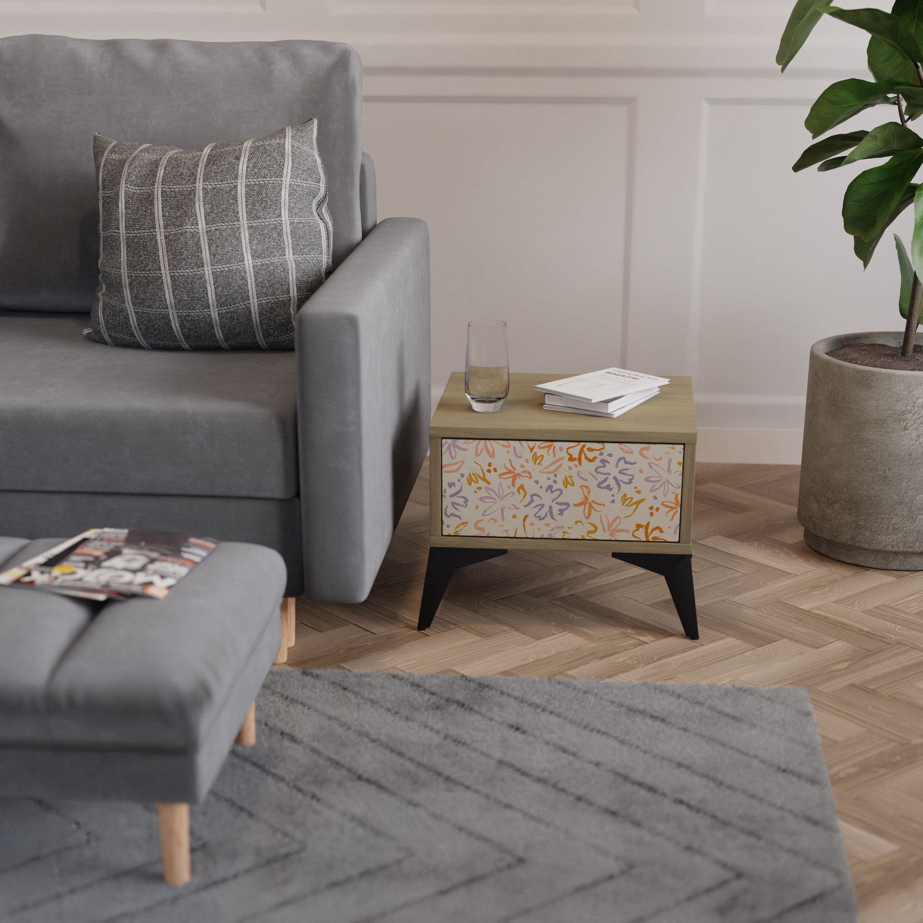 SPRING WHIMSY Nightstand in Oak Effect