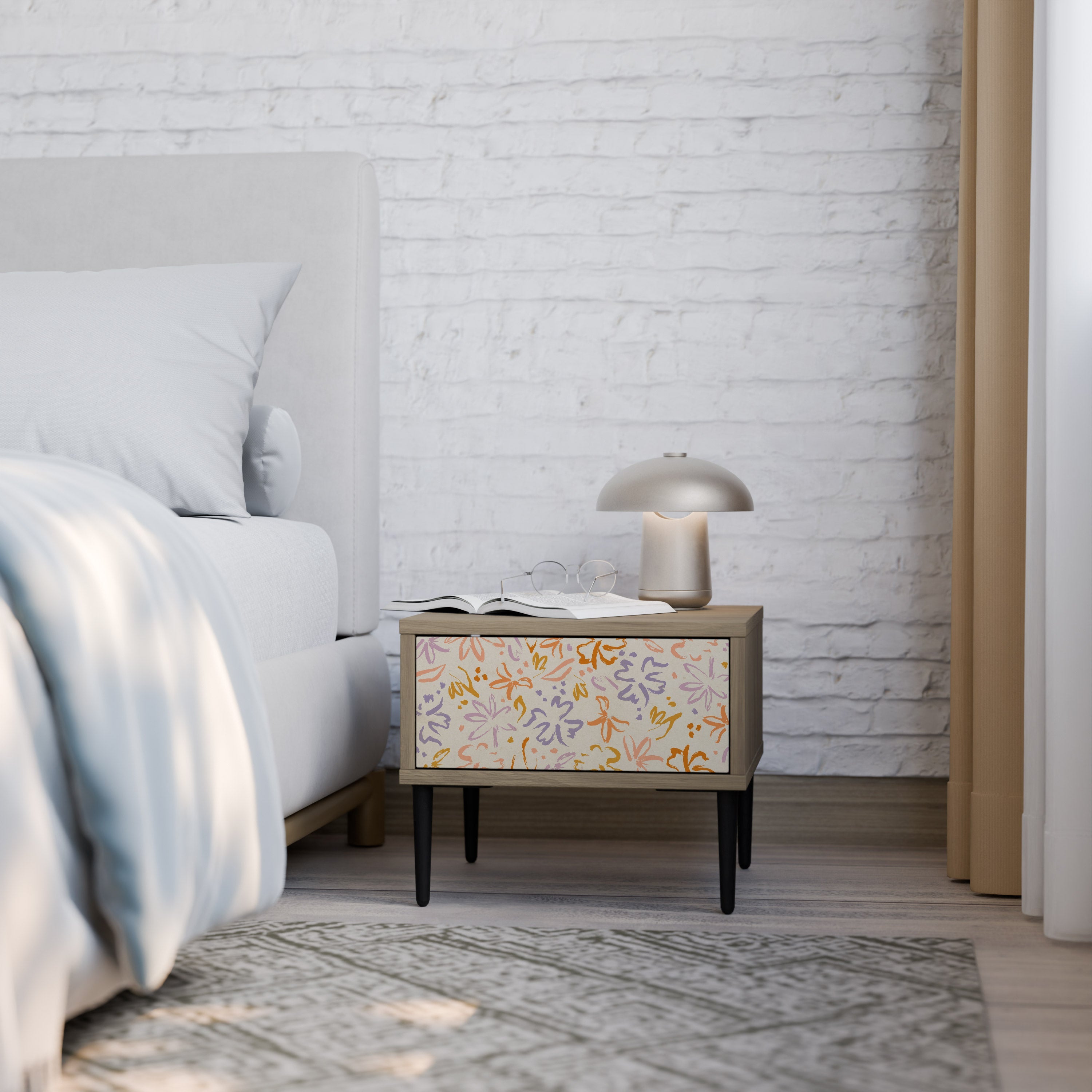 SPRING WHIMSY Nightstand in Oak Effect