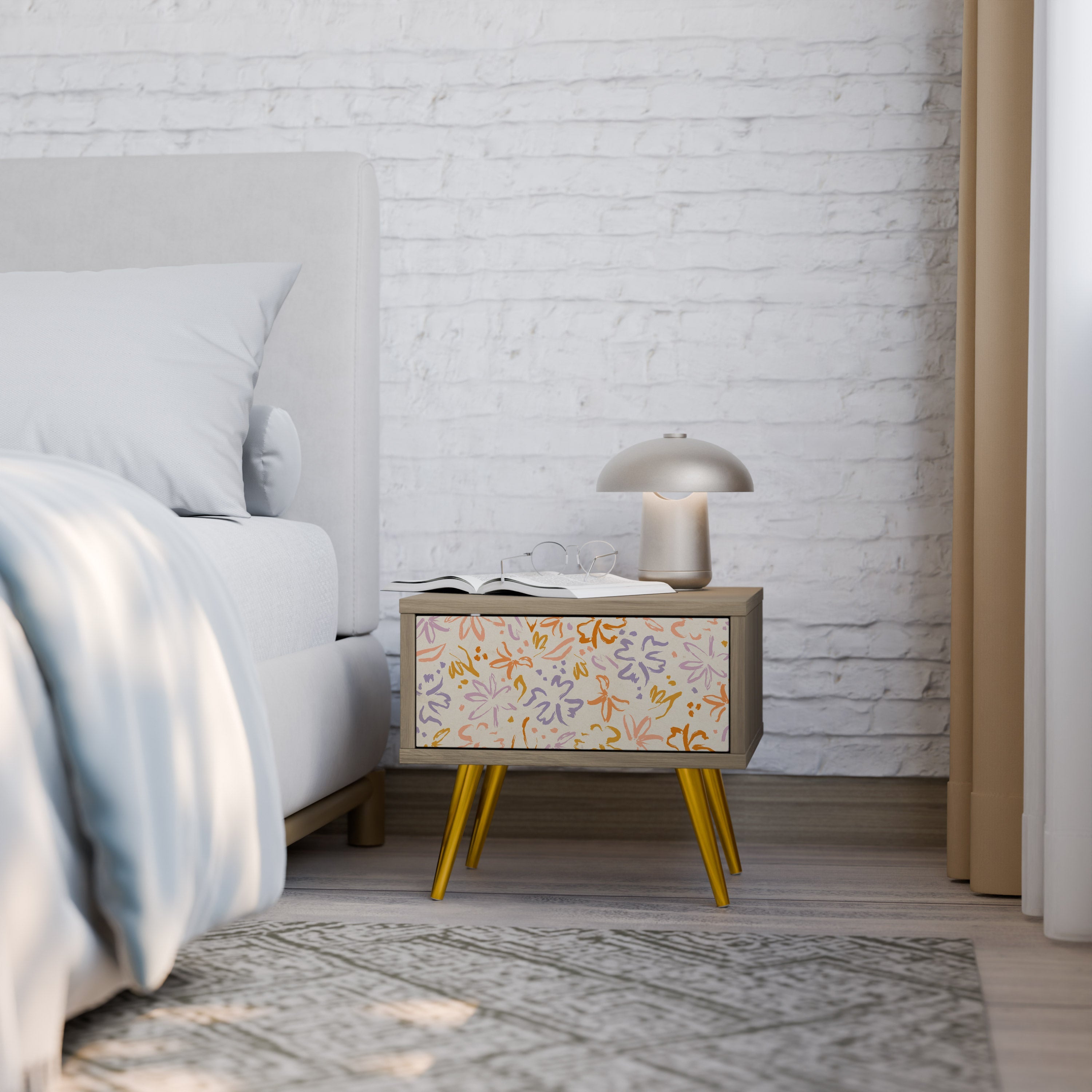 SPRING WHIMSY Nightstand in Oak Effect