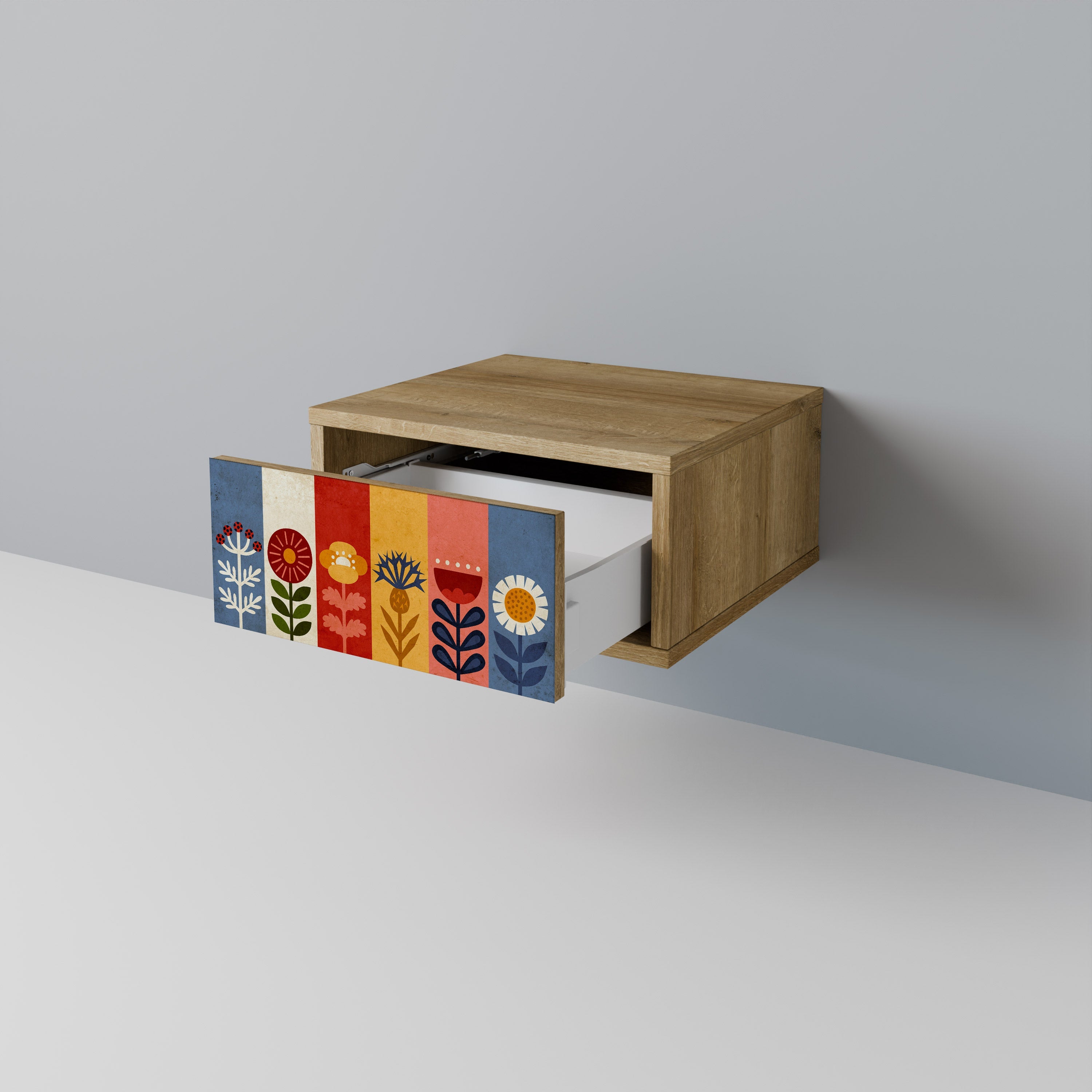 SCANDIC FLOWERET Nightstand in Oak Effect