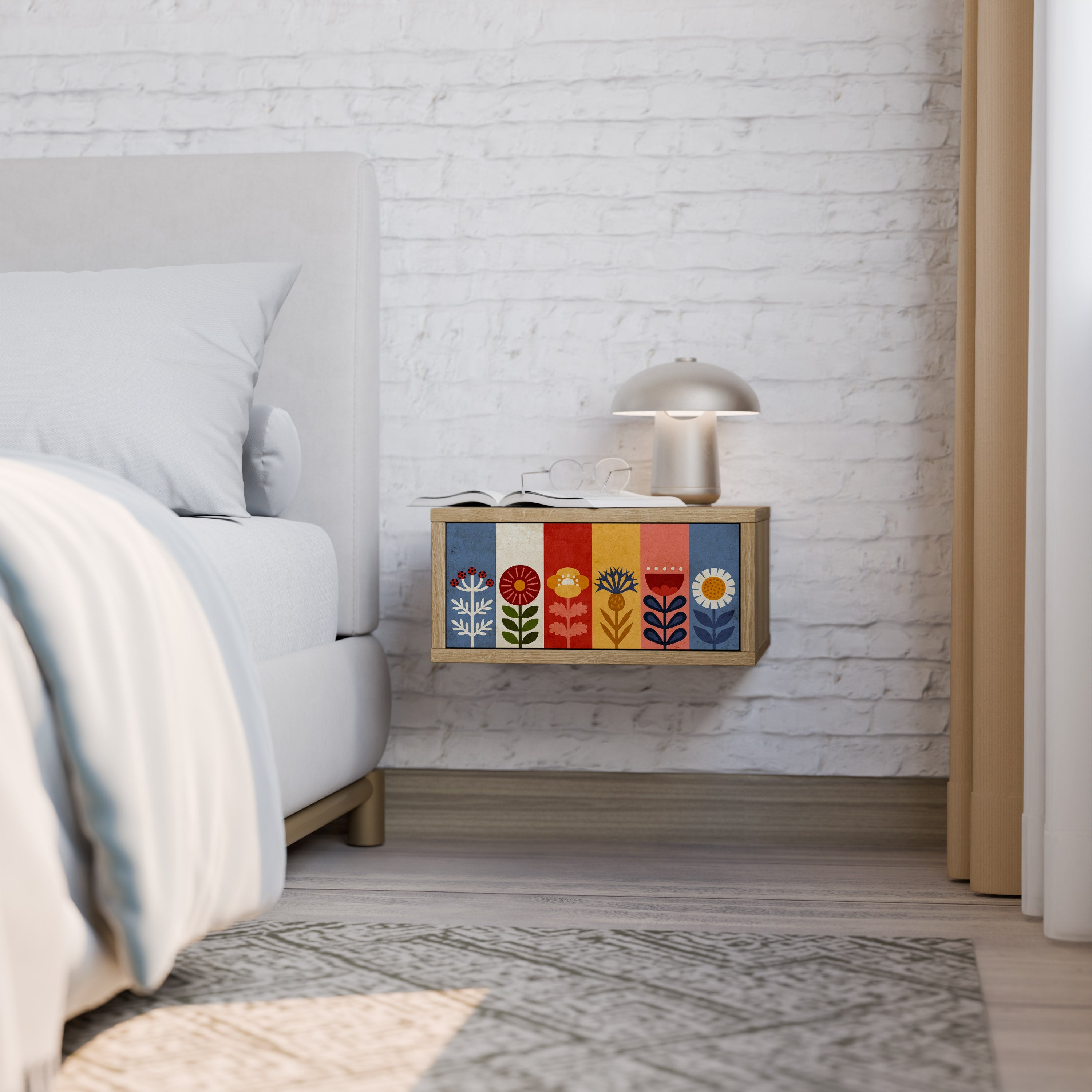 SCANDIC FLOWERET Nightstand in Oak Effect