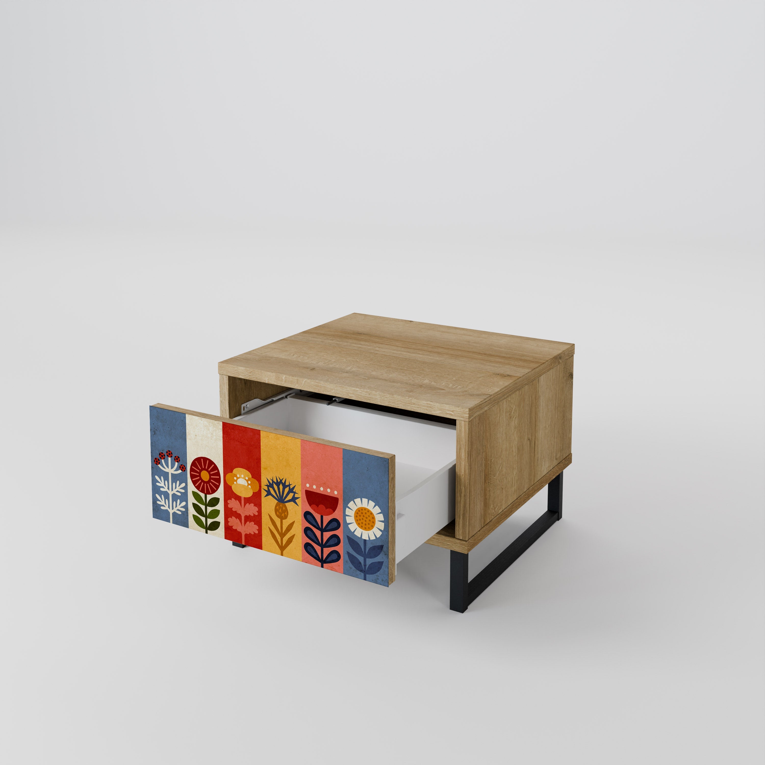 SCANDIC FLOWERET Nightstand in Oak Effect